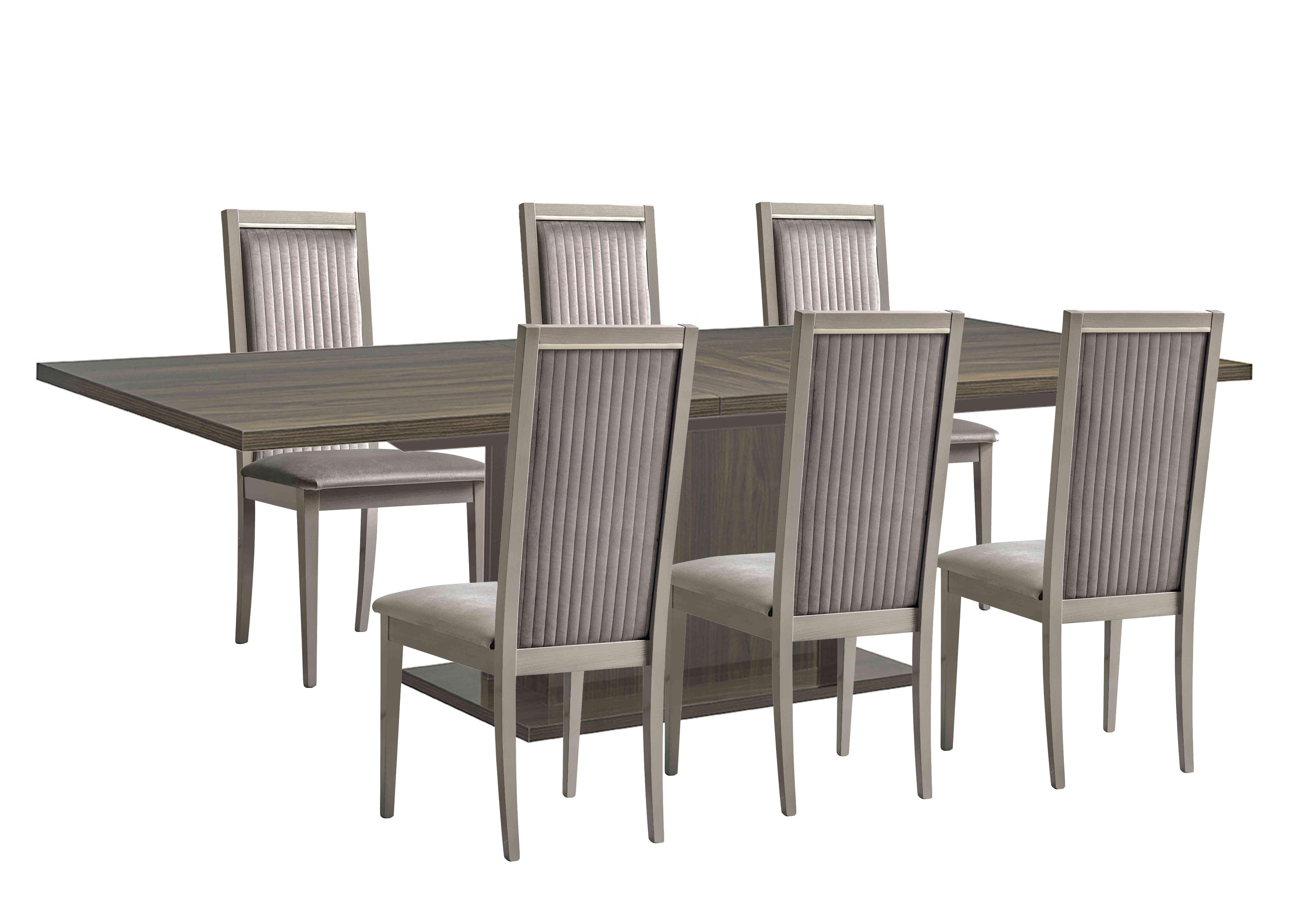 Venezia 200 cm Extending Dining Table and 6 Panelled Fabric Dining Chairs Dining Set in Grey on Furniture Village