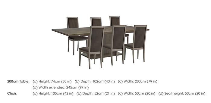 Venezia 200 cm Extending Dining Table and 6 Panelled Fabric Dining Chairs Dining Set in  on Furniture Village