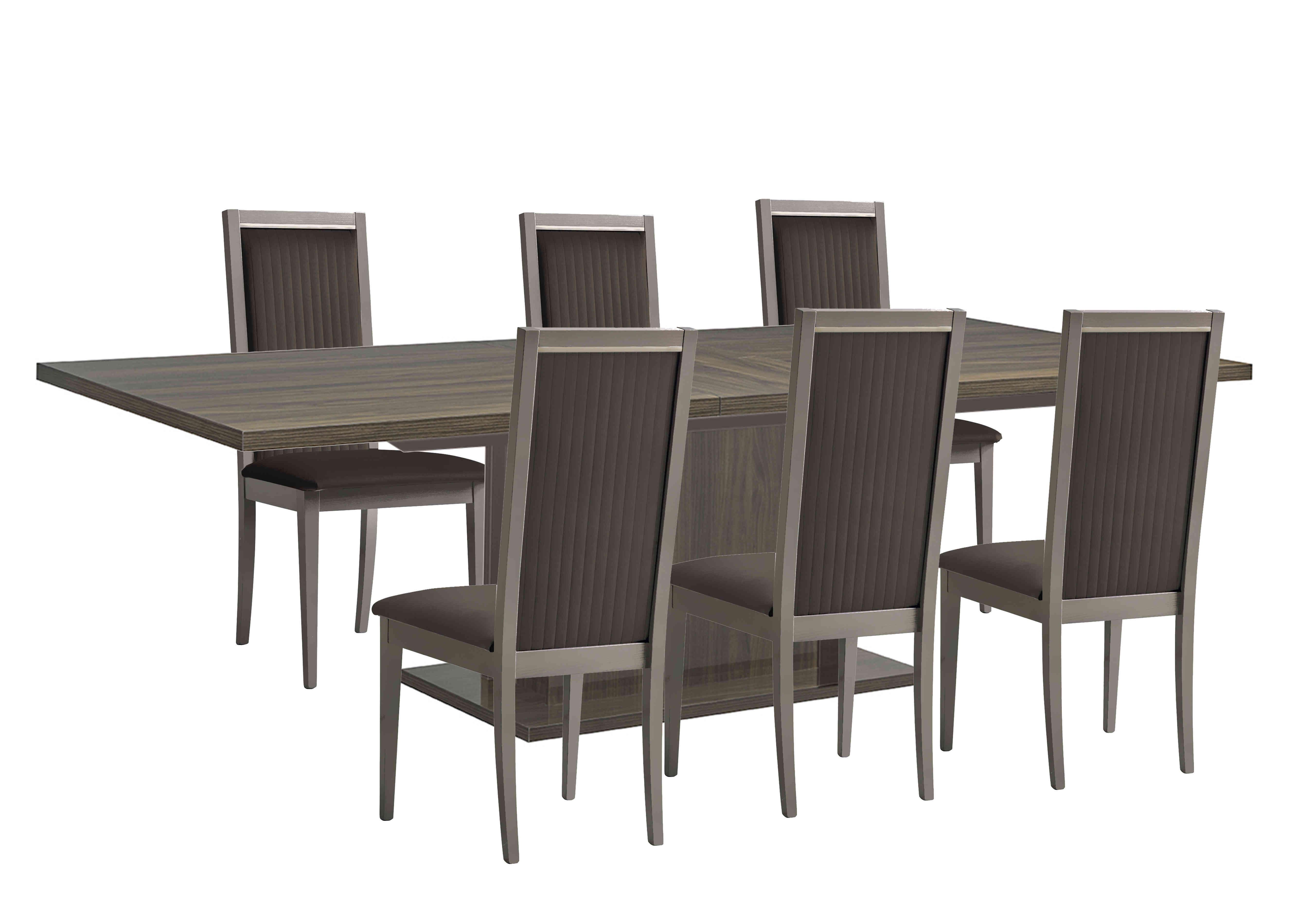 Venezia 200 cm Extending Dining Table and 6 Panelled Fabric Dining Chairs Dining Set in Grey on Furniture Village