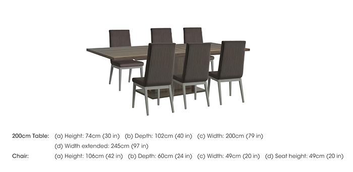 Venezia 200 cm Extending Dining Table and 6 Fluted Faux Leather Dining Chairs Dining Set in  on Furniture Village