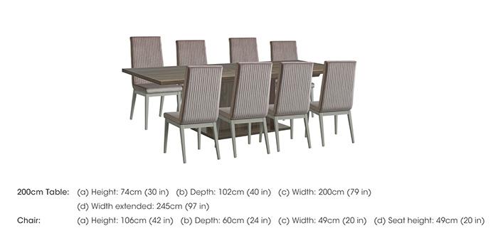 Venezia 200 cm Extending Dining Table and 8 Fluted Fabric Dining Chairs Dining Set in  on Furniture Village
