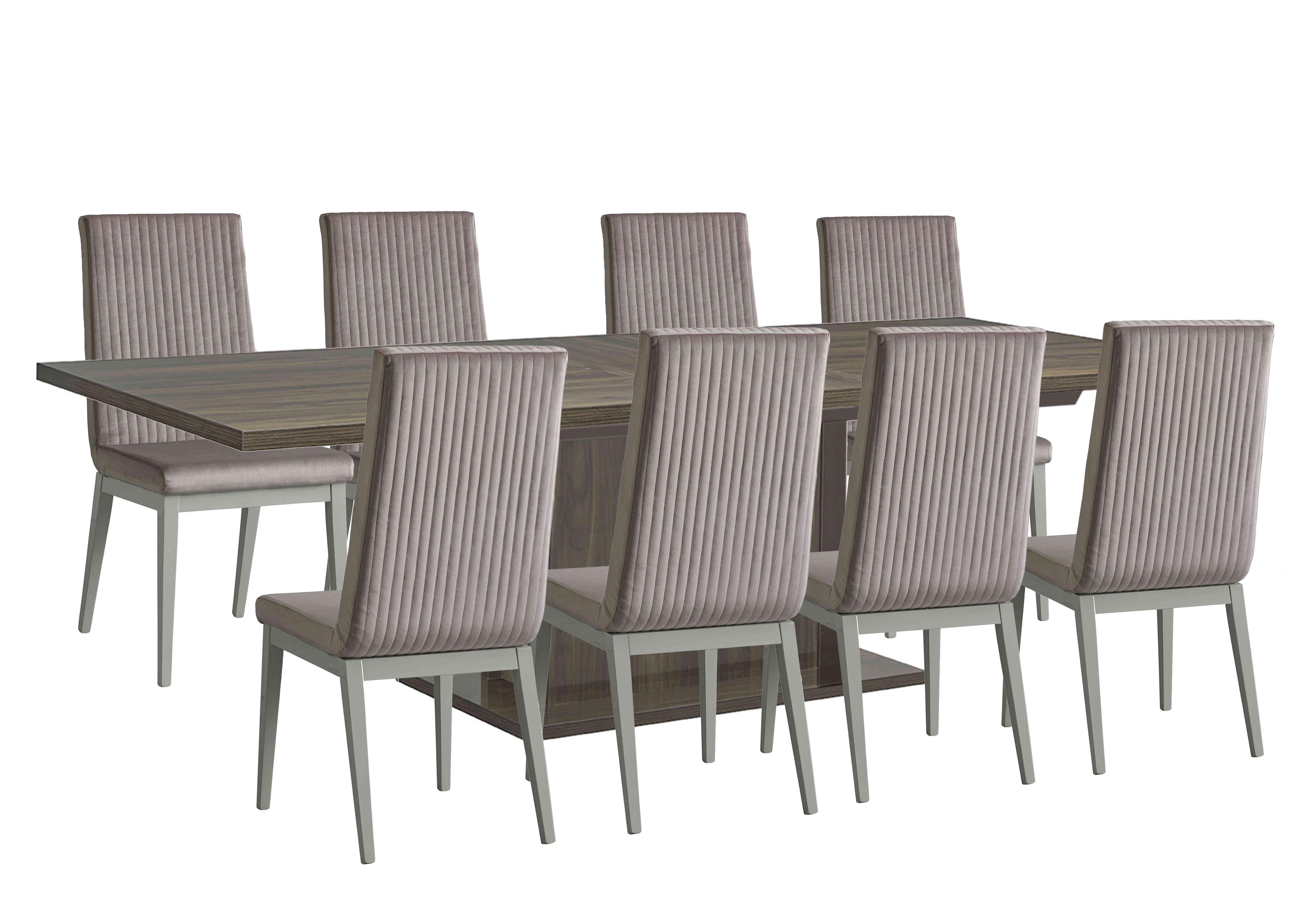 Venezia 200 cm Extending Dining Table and 8 Fluted Fabric Dining Chairs Dining Set in Grey on Furniture Village