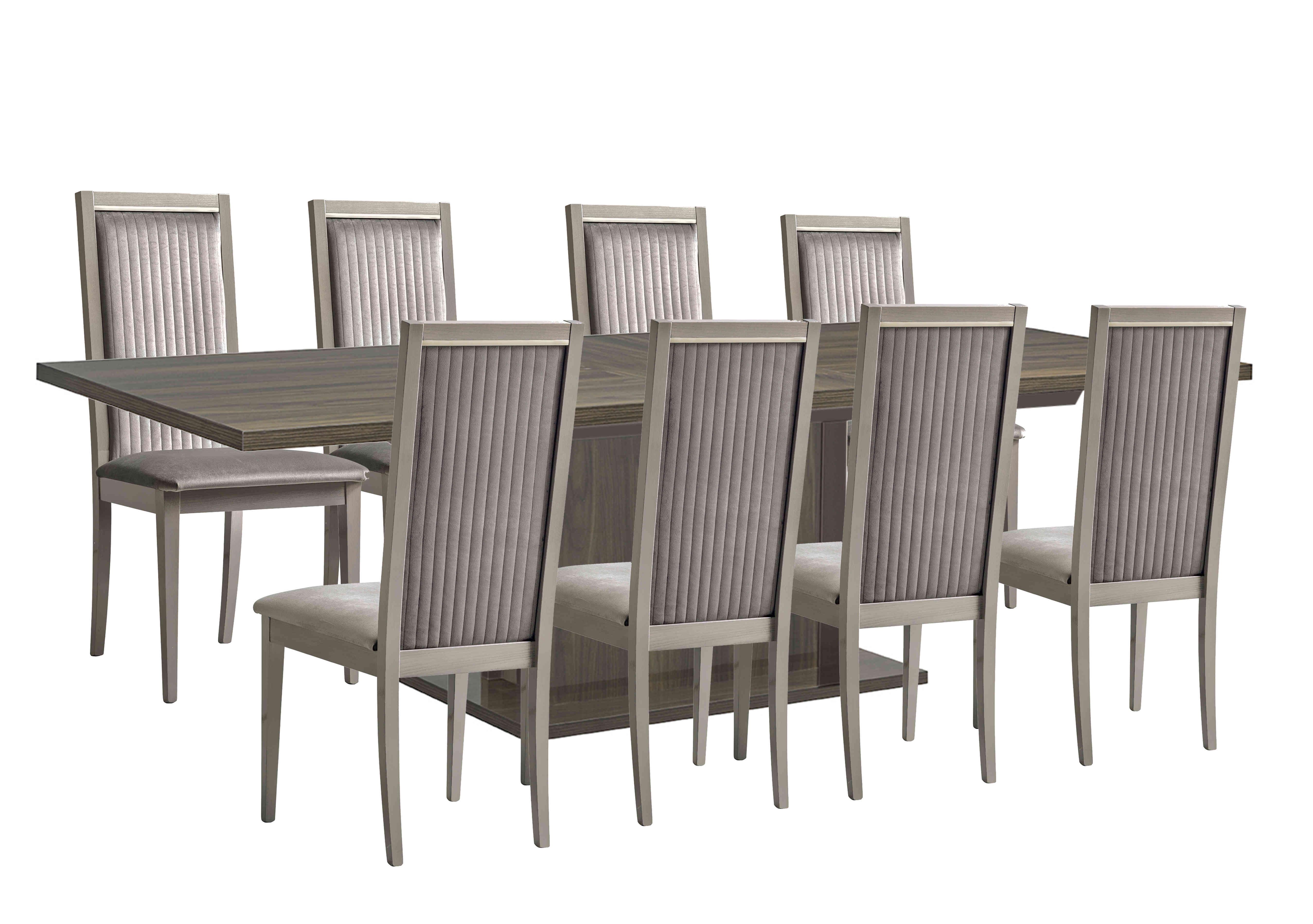 Venezia 200 cm Extending Dining Table and 8 Panelled Fabric Dining Chairs Dining Set in Grey on Furniture Village