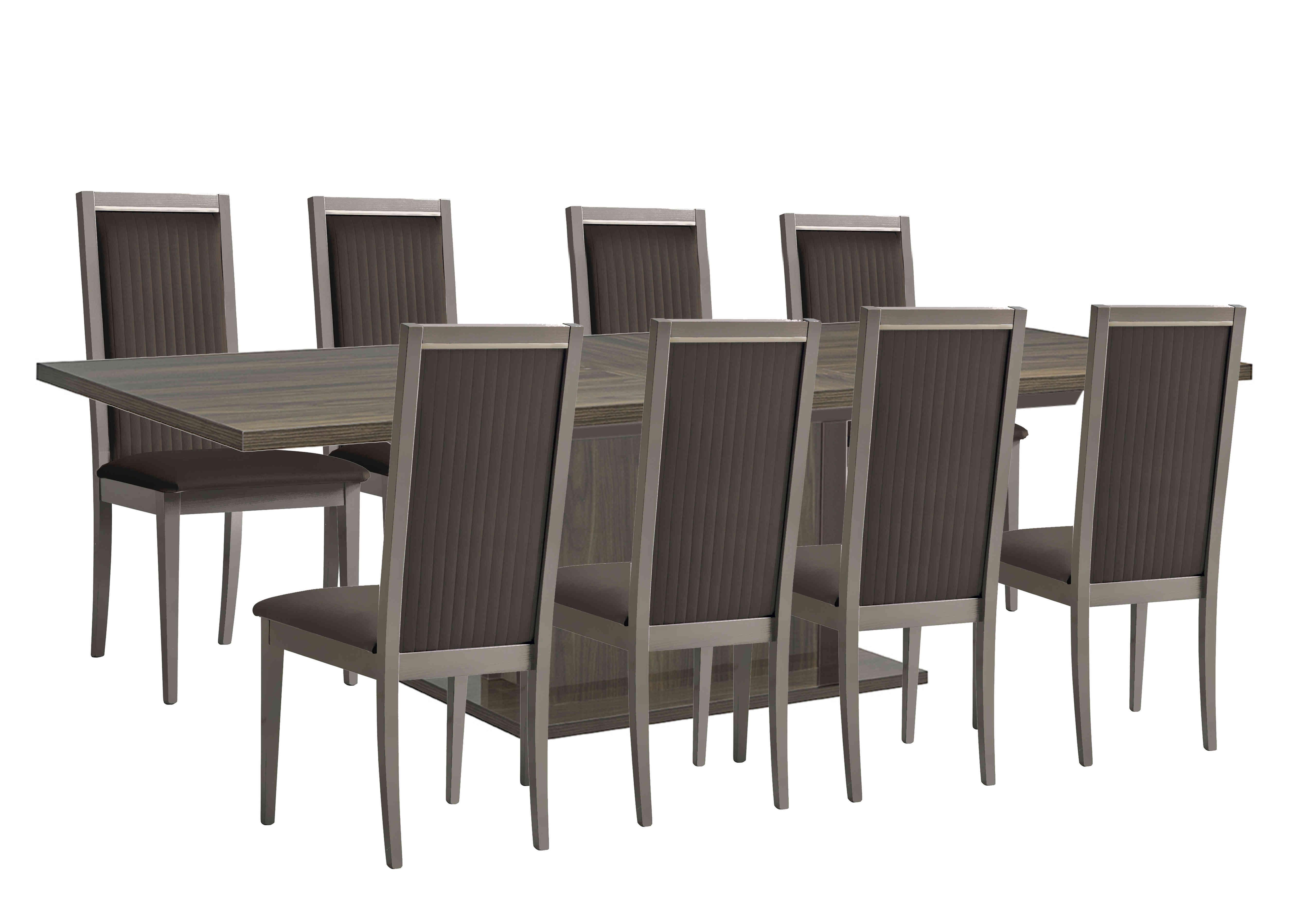 Venezia 200 cm Extending Dining Table and 8 Panelled Faux Leather Dining Chairs Dining Set in Grey on Furniture Village