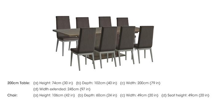Venezia 200 cm Extending Dining Table and 8 Fluted Faux Leather Dining Chairs Dining Set in  on Furniture Village
