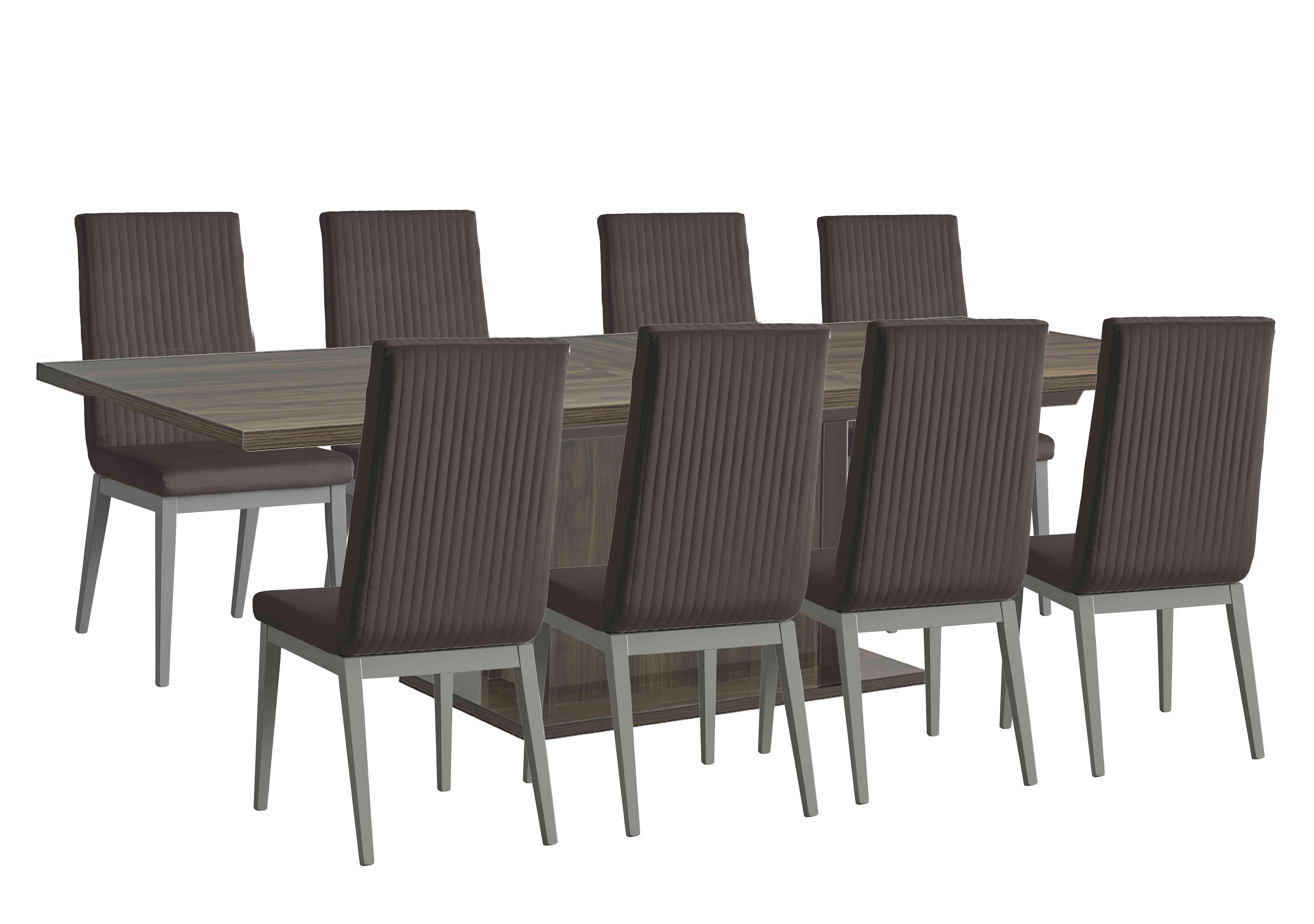 Venezia 200 cm Extending Dining Table and 8 Fluted Faux Leather Dining Chairs Dining Set in Grey on Furniture Village