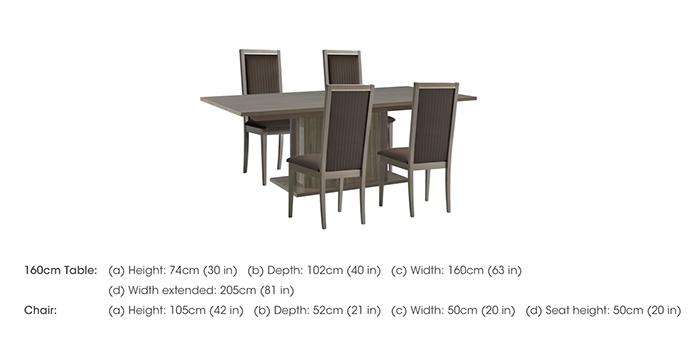 Venezia 160 cm Extending Dining Table and 4 Panelled Faux Leather Dining Chairs Dining Set in  on Furniture Village