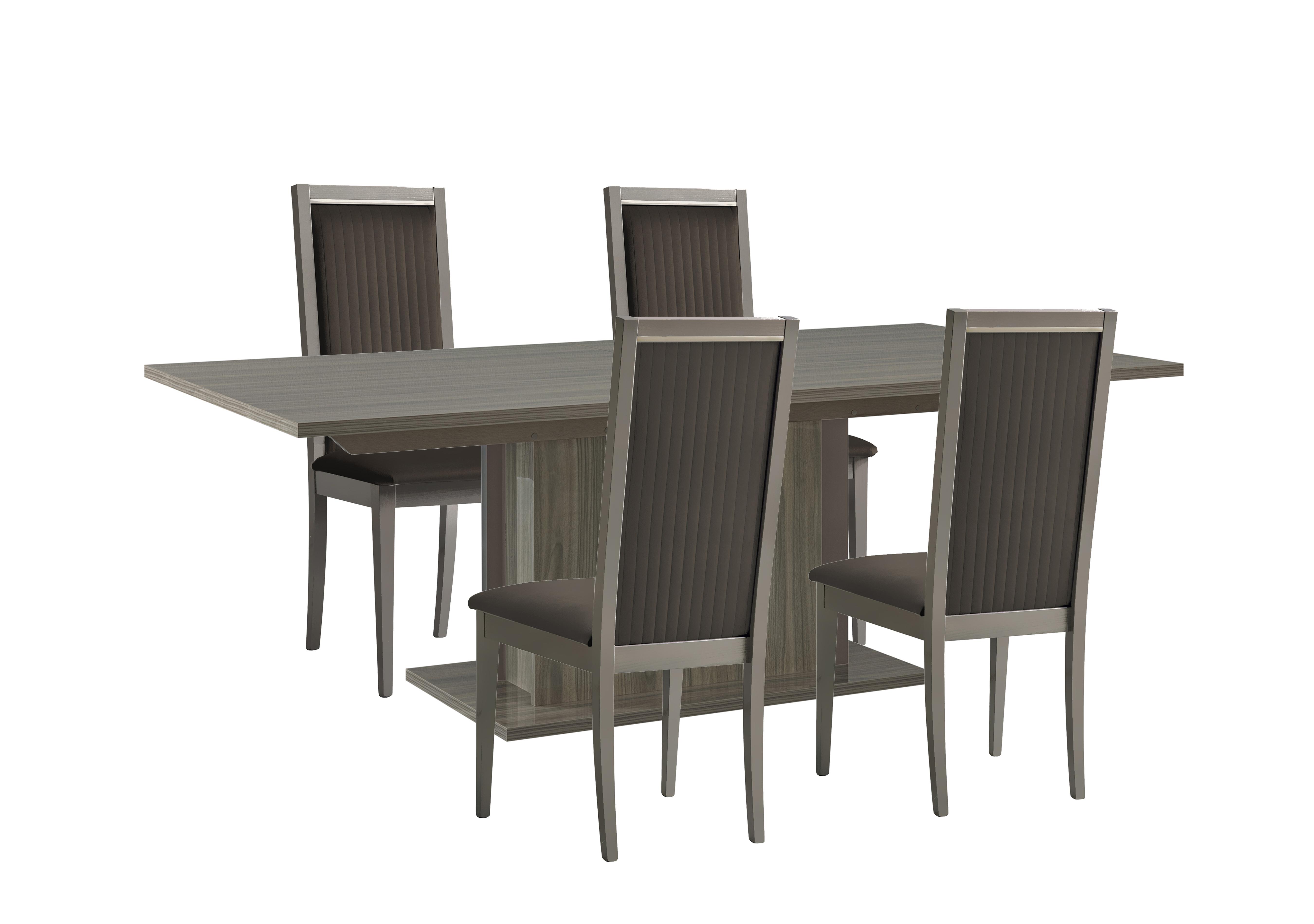 Venezia 160 cm Extending Dining Table and 4 Panelled Faux Leather Dining Chairs Dining Set in Grey on Furniture Village