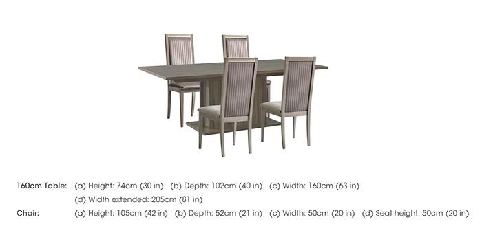 Venezia 160 cm Extending Dining Table and 4 Panelled Fabric Dining Chairs Dining Set in  on Furniture Village