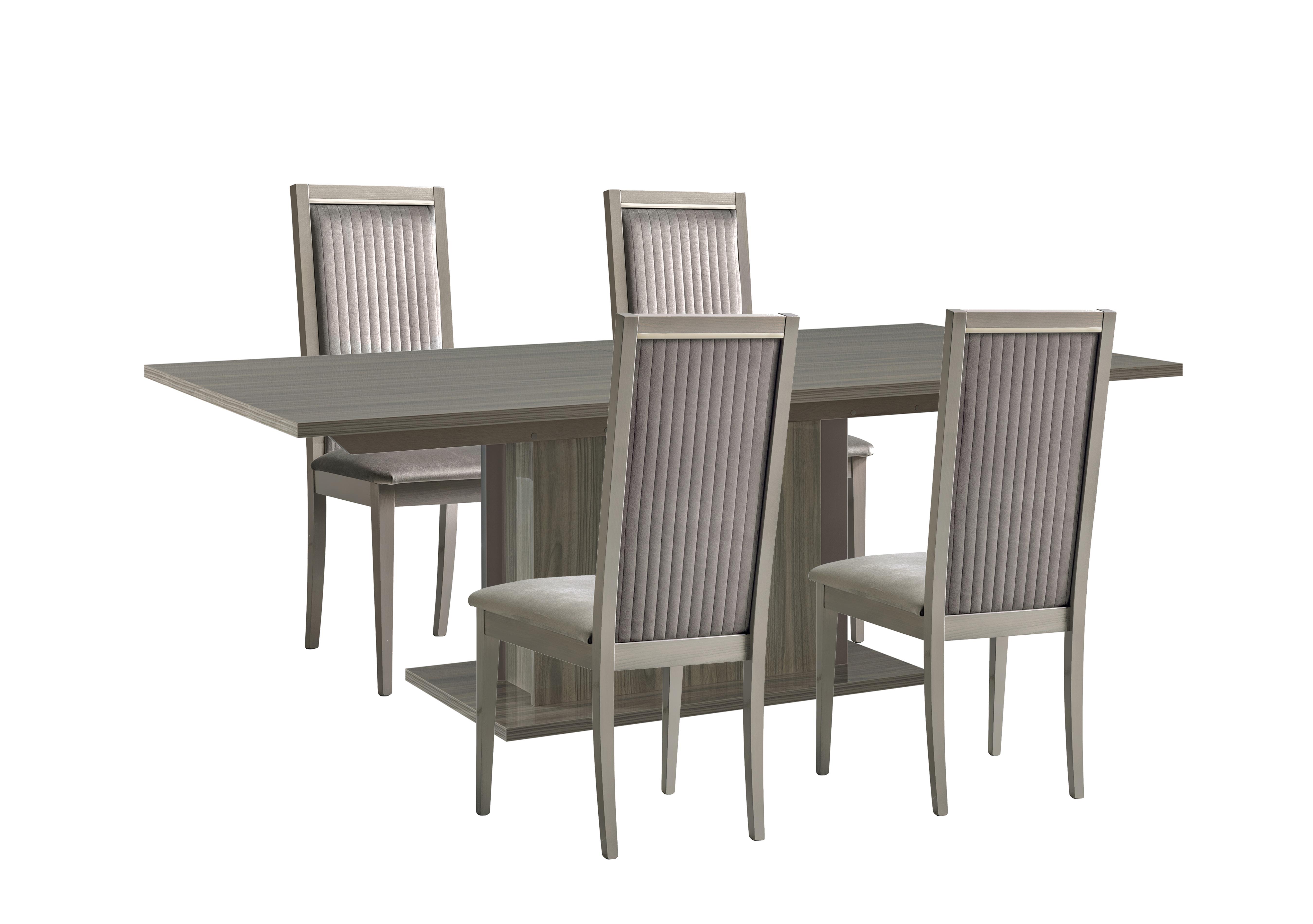 Venezia 160 cm Extending Dining Table and 4 Panelled Fabric Dining Chairs Dining Set in Grey on Furniture Village