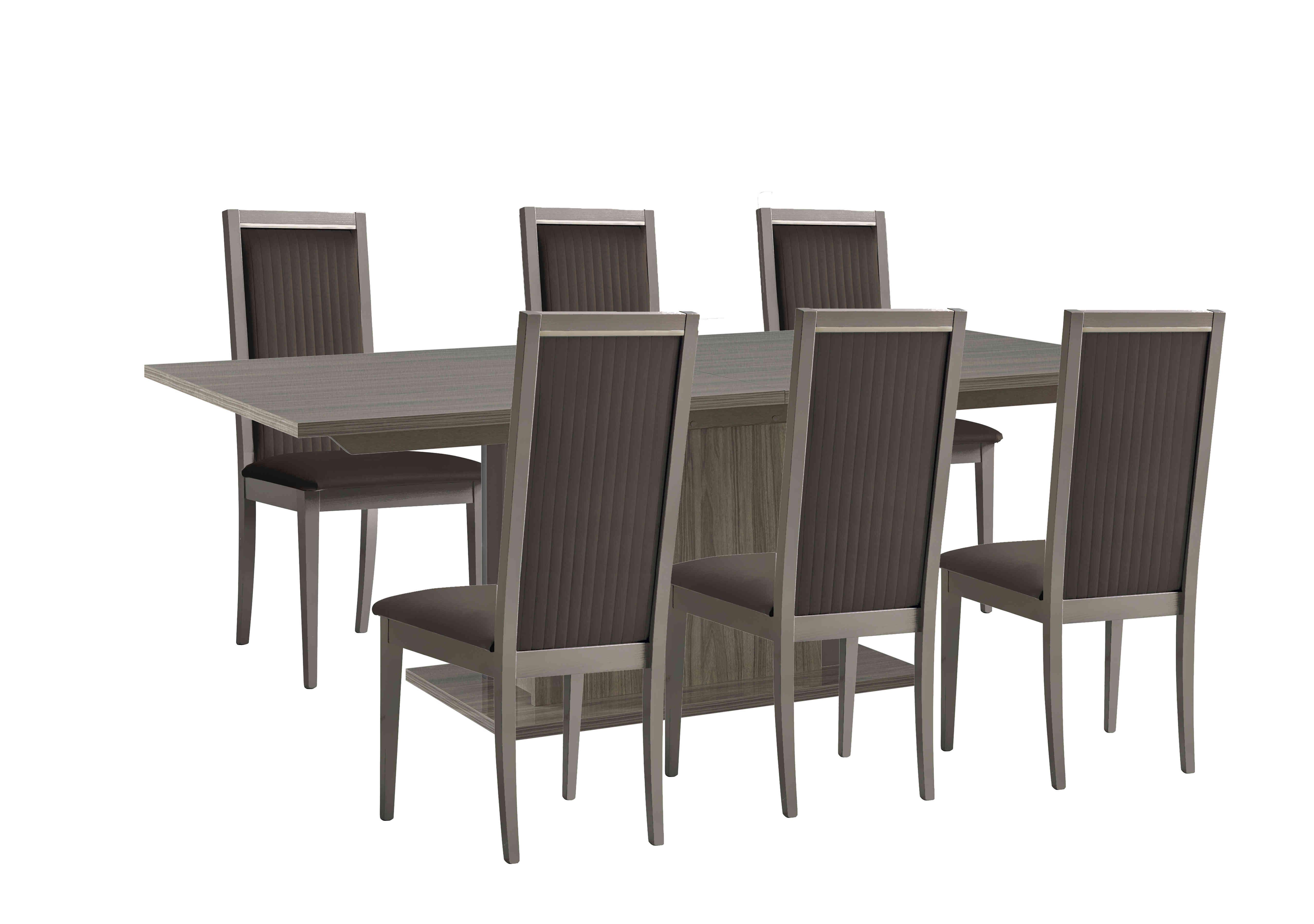 Venezia 160 cm Extending Dining Table and 6 Panelled Faux Leather Dining Chairs Dining Set in Grey on Furniture Village