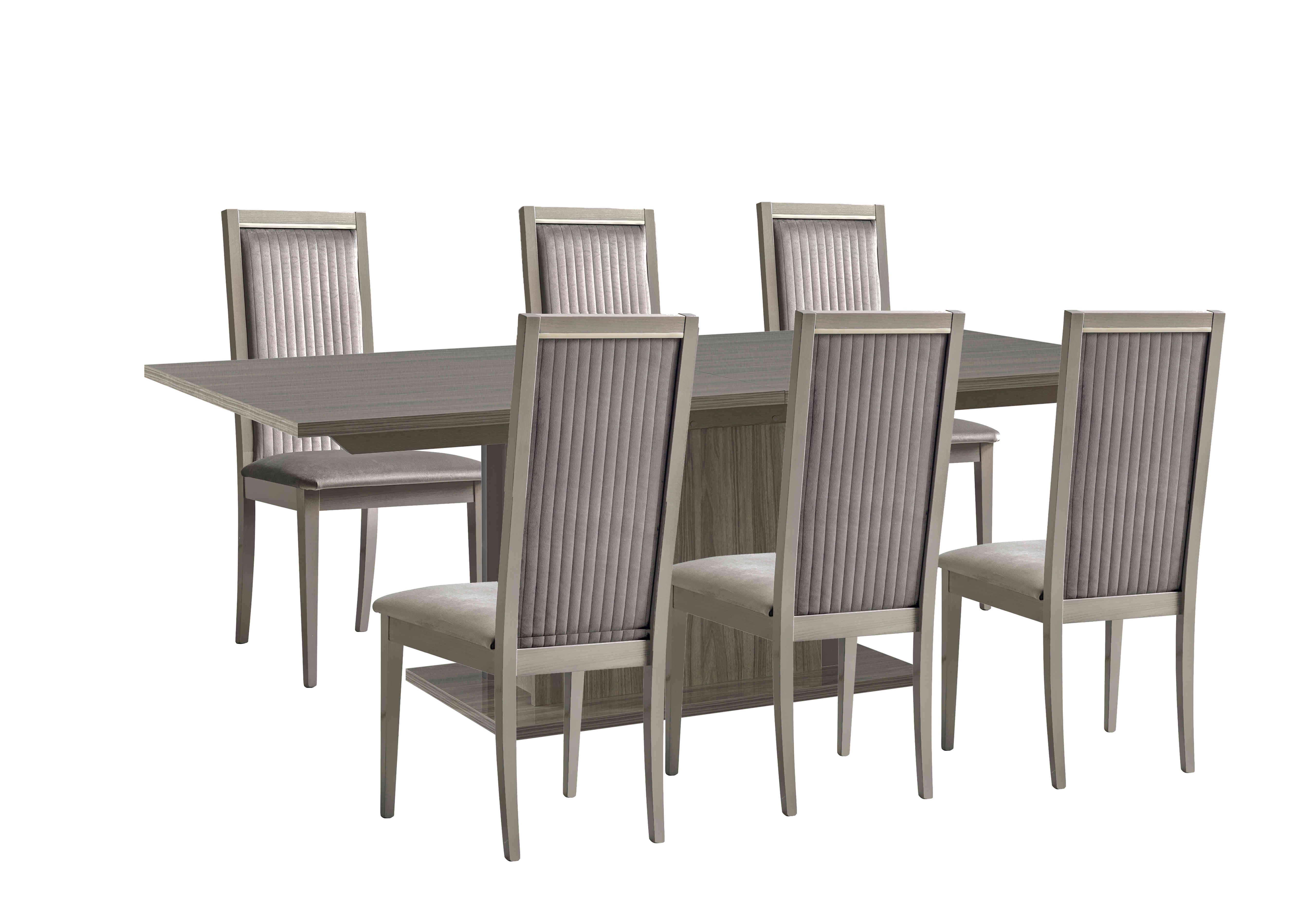 Venezia 160 cm Extending Dining Table and 6 Panelled Fabric Dining Chairs Dining Set in Grey on Furniture Village