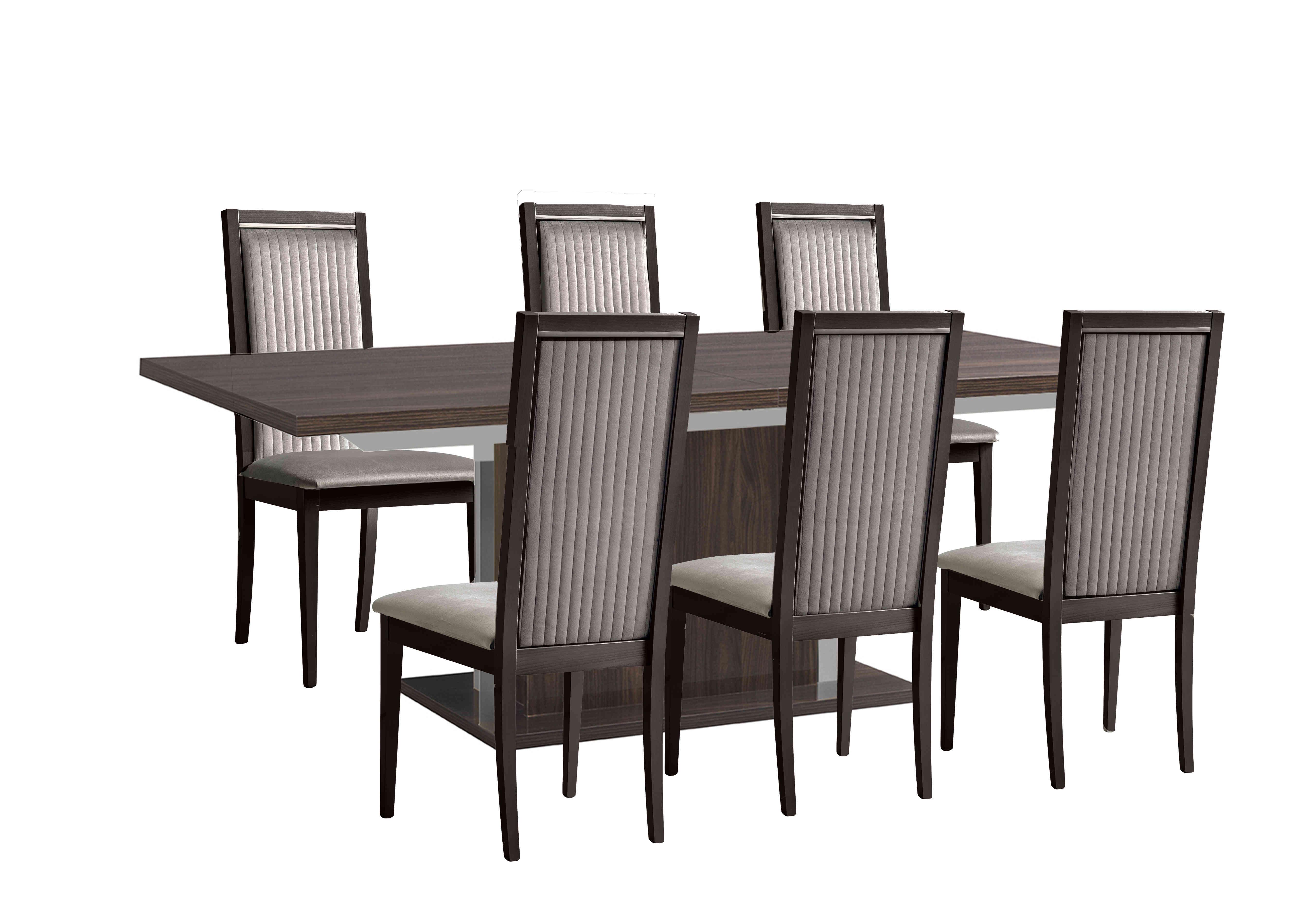 Venezia 160 cm Extending Dining Table and 6 Panelled Fabric Dining Chairs Dining Set in Walnut on Furniture Village