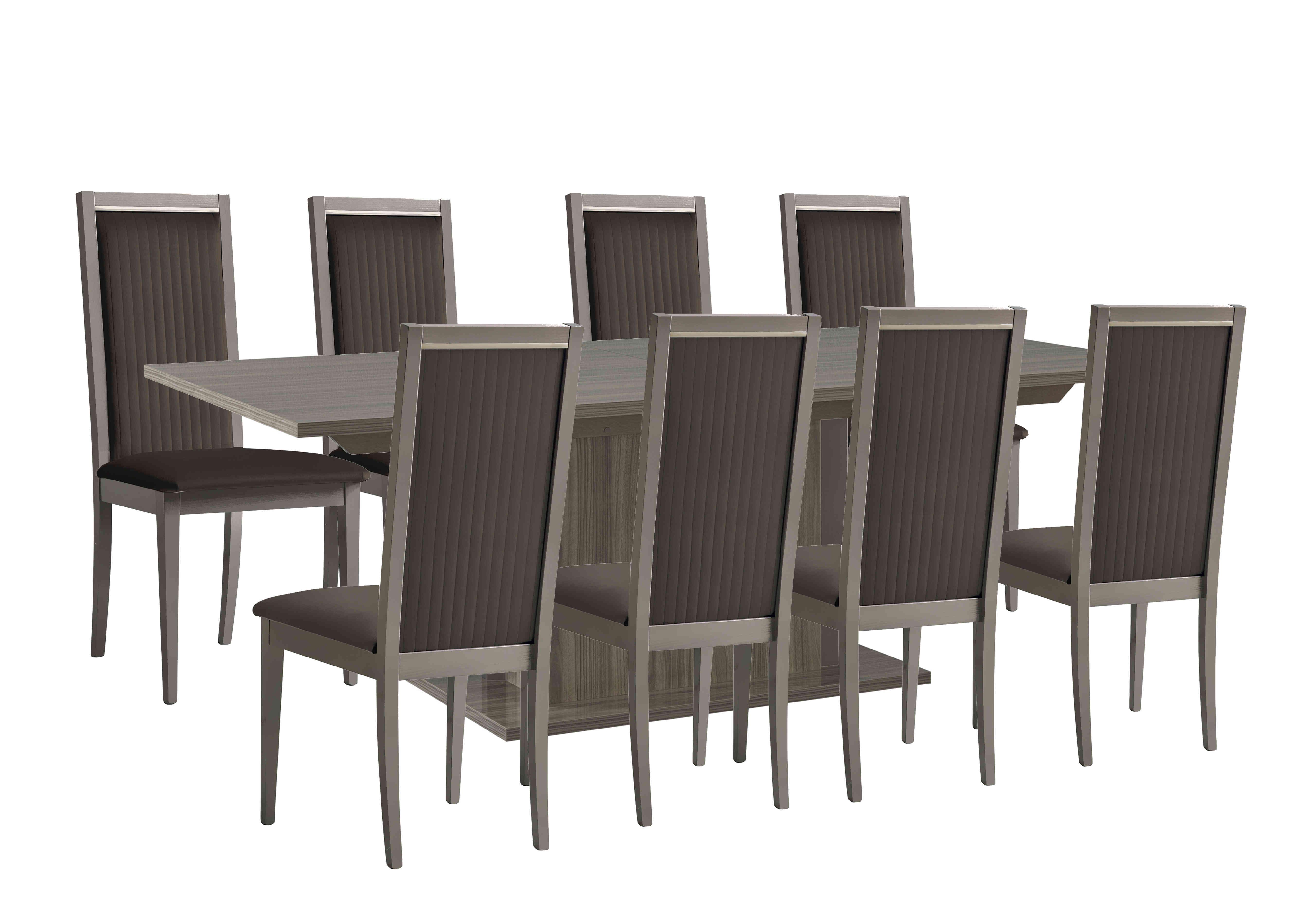 Venezia 160 cm Extending Dining Table and 8 Panelled Faux Leather Dining Chairs Dining Set in Grey on Furniture Village