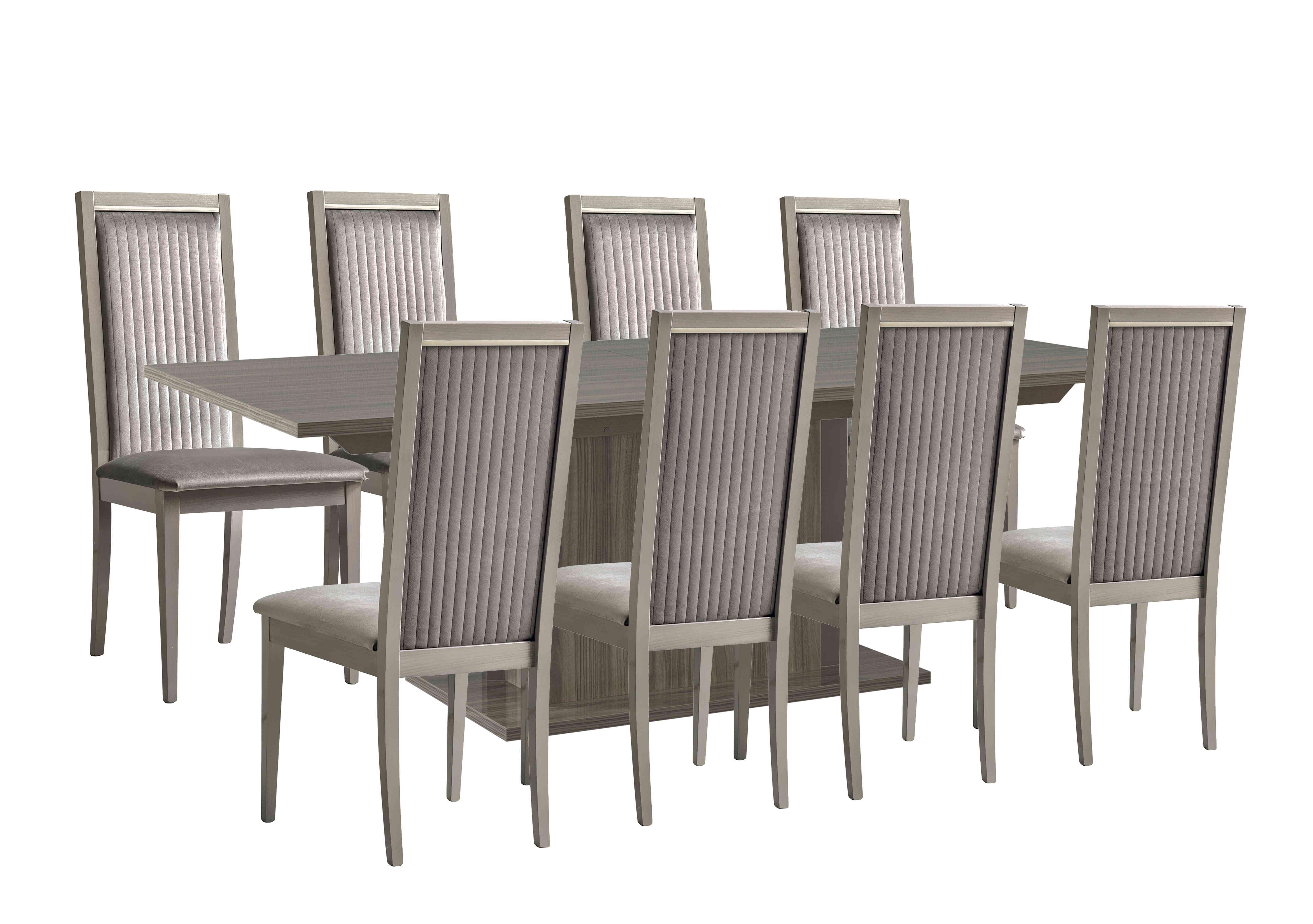 Venezia 160 cm Extending Dining Table and 8 Panelled Fabric Dining Chairs Dining Set in Grey on Furniture Village