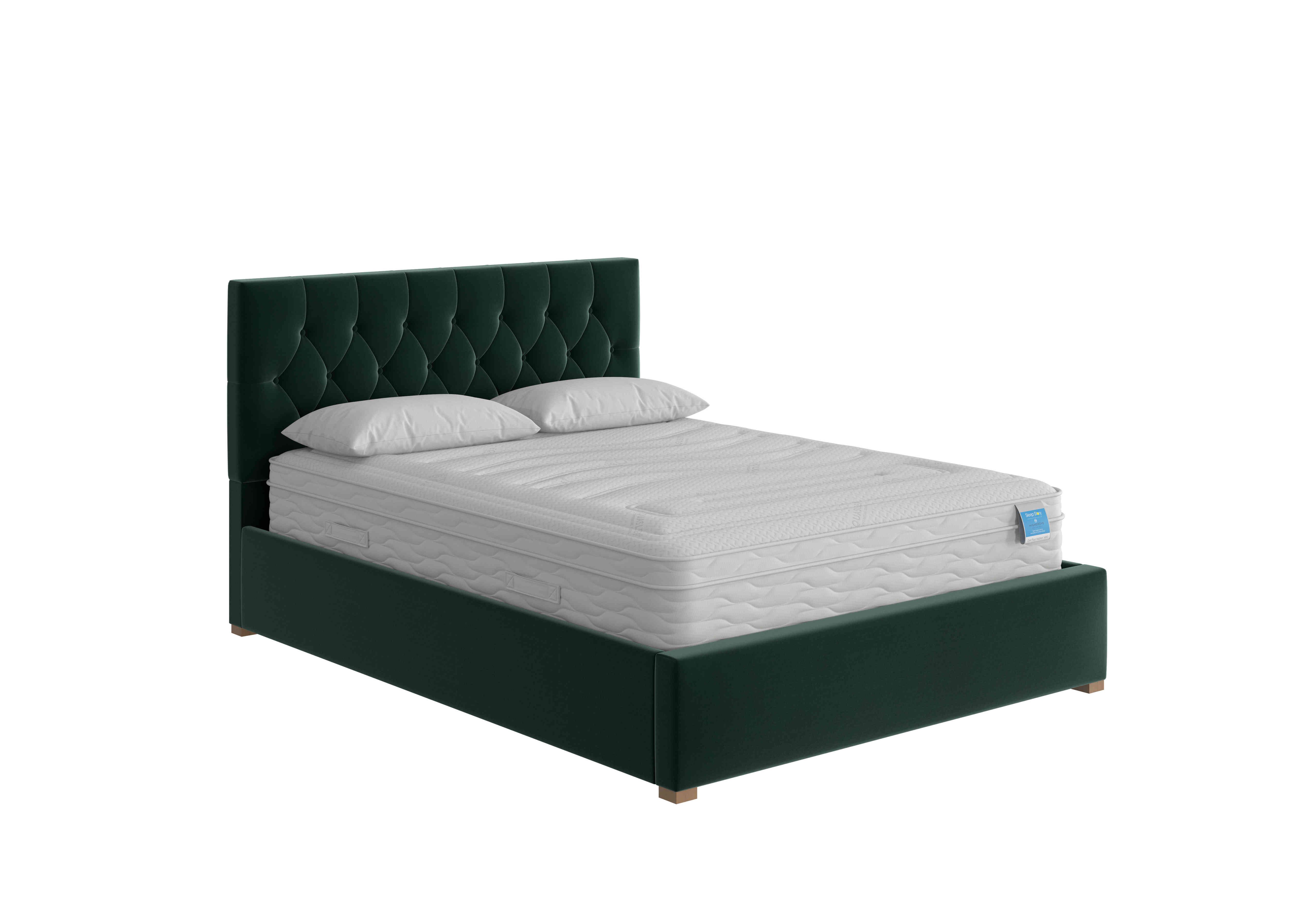 Henry Ottoman Bed Frame in Plush Velvet Forest Green on Furniture Village