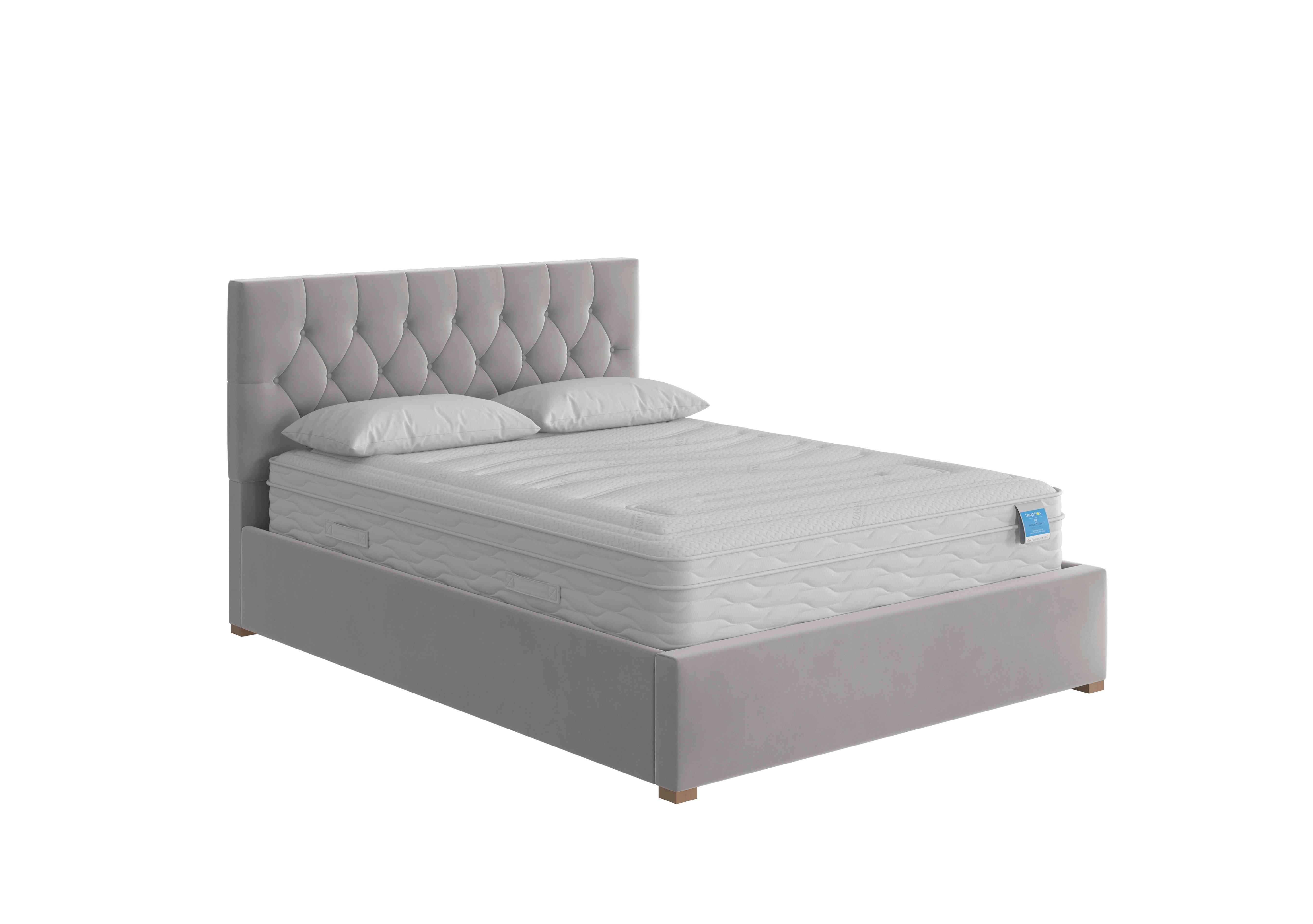 Henry Ottoman Bed Frame in Plush Velvet Light Silver on Furniture Village