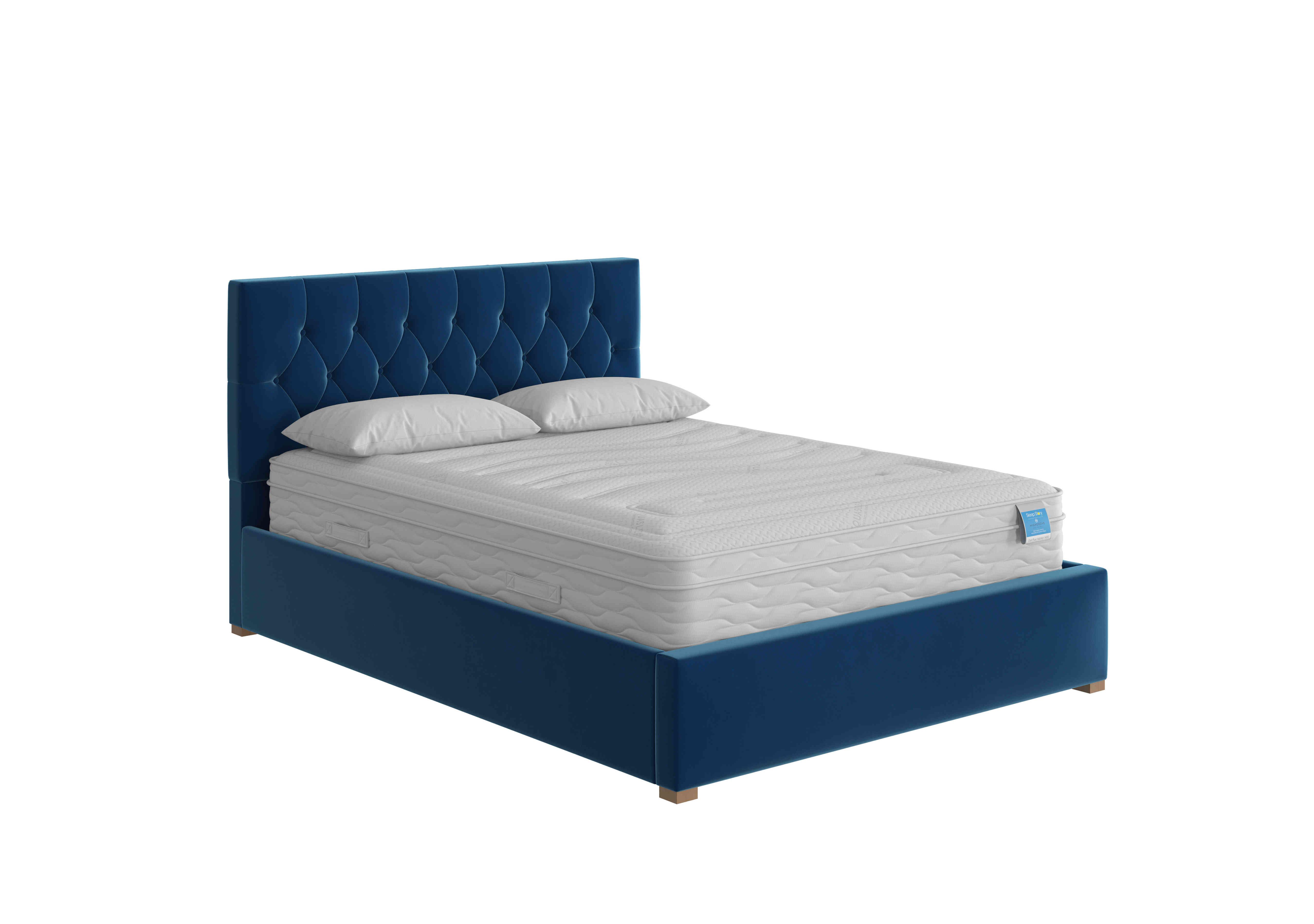 Henry Ottoman Bed Frame in Plush Velvet Navy on Furniture Village