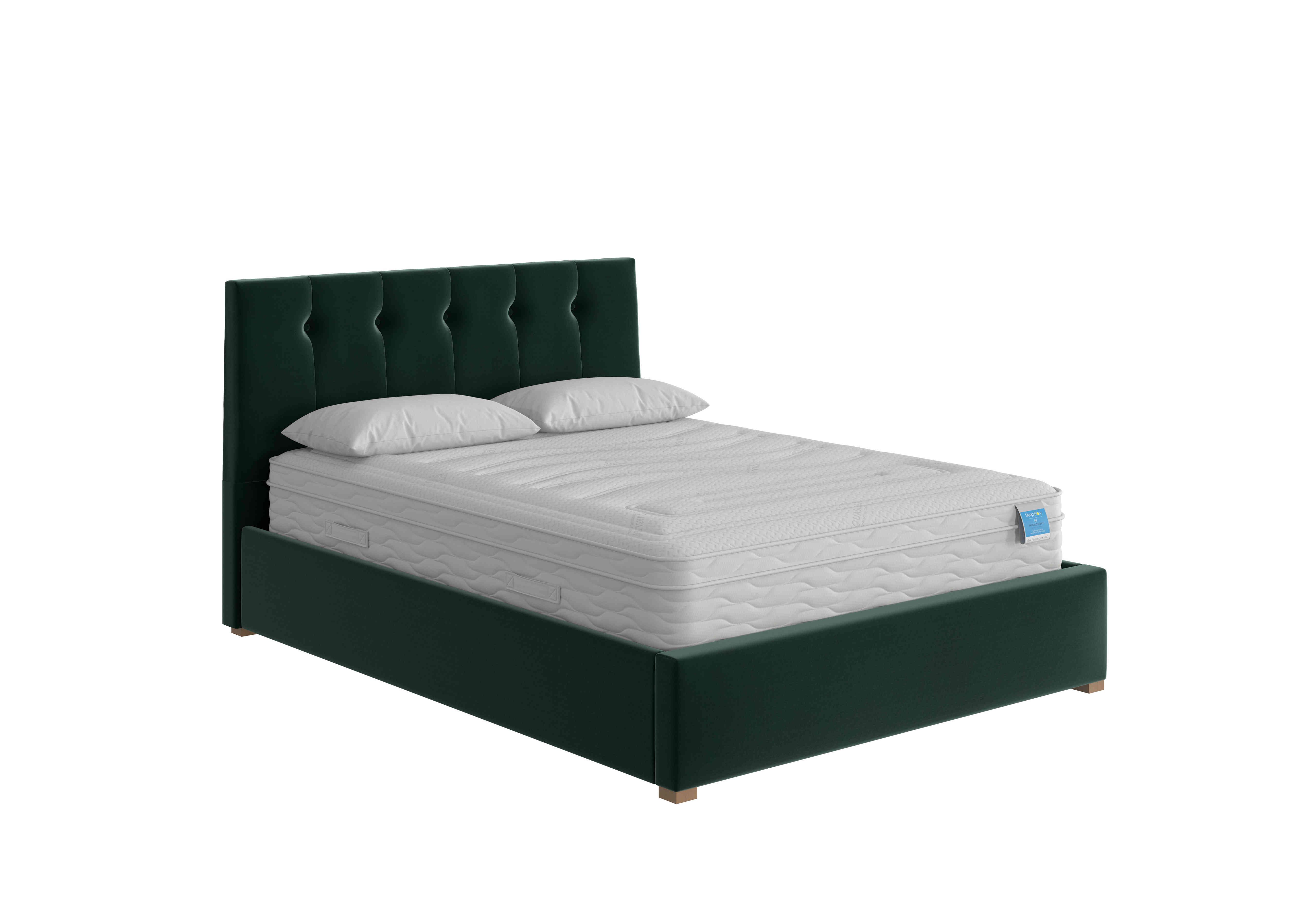 Noah Ottoman Bed Frame in Plush Velvet Forest Green on Furniture Village