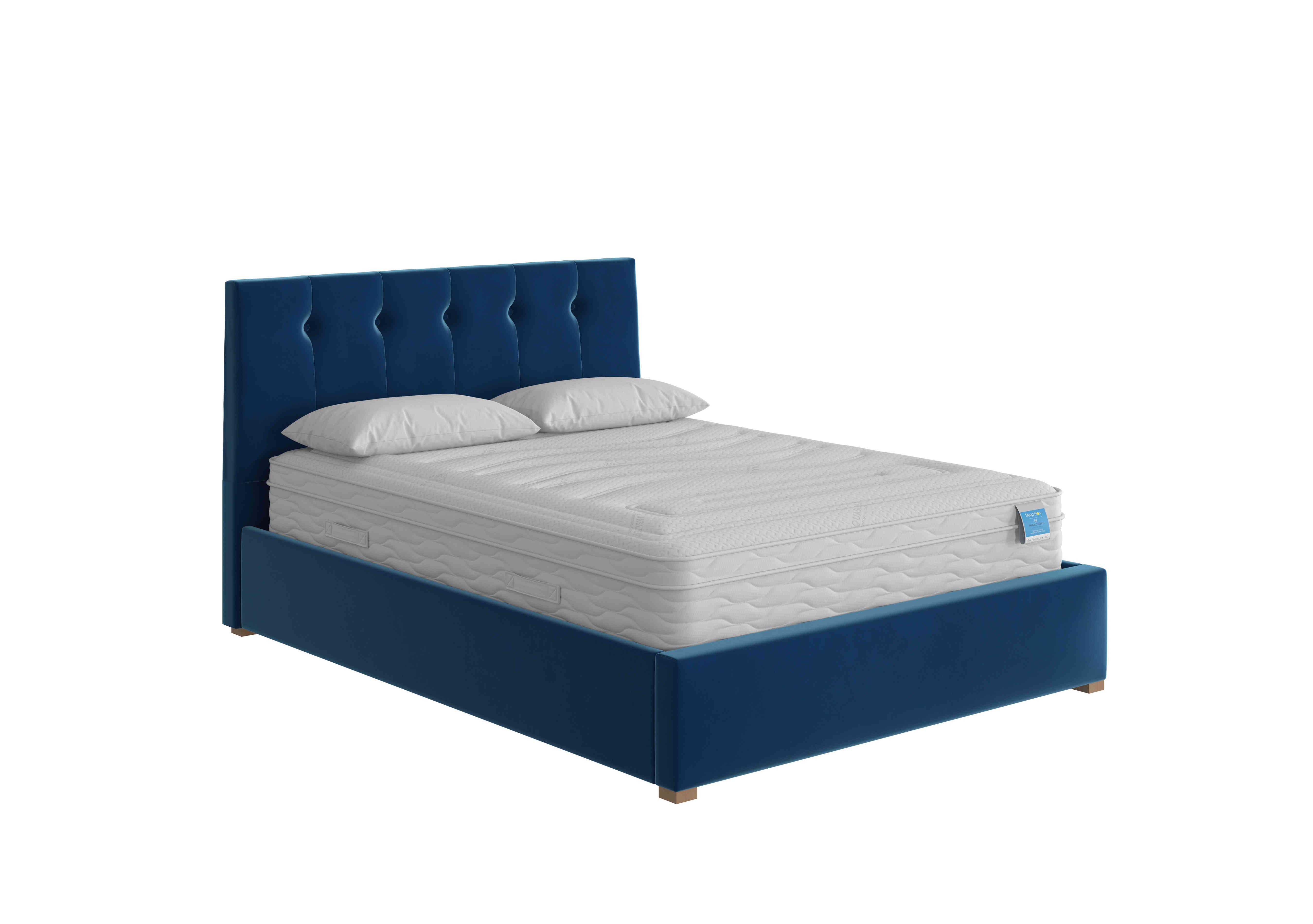 Noah Ottoman Bed Frame in Plush Velvet Navy on Furniture Village