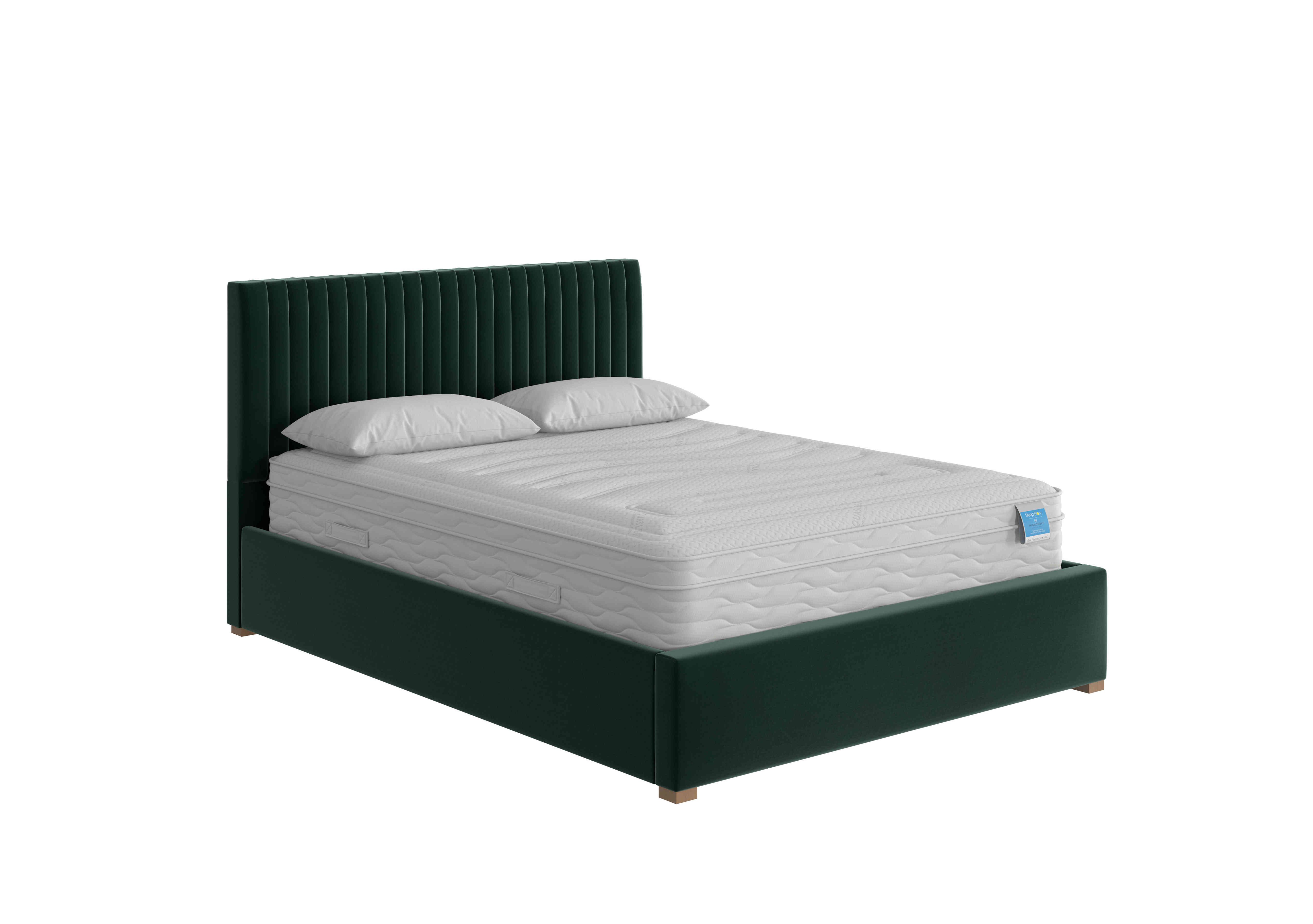 Hugh Ottoman Bed Frame in Plush Velvet Forest Green on Furniture Village