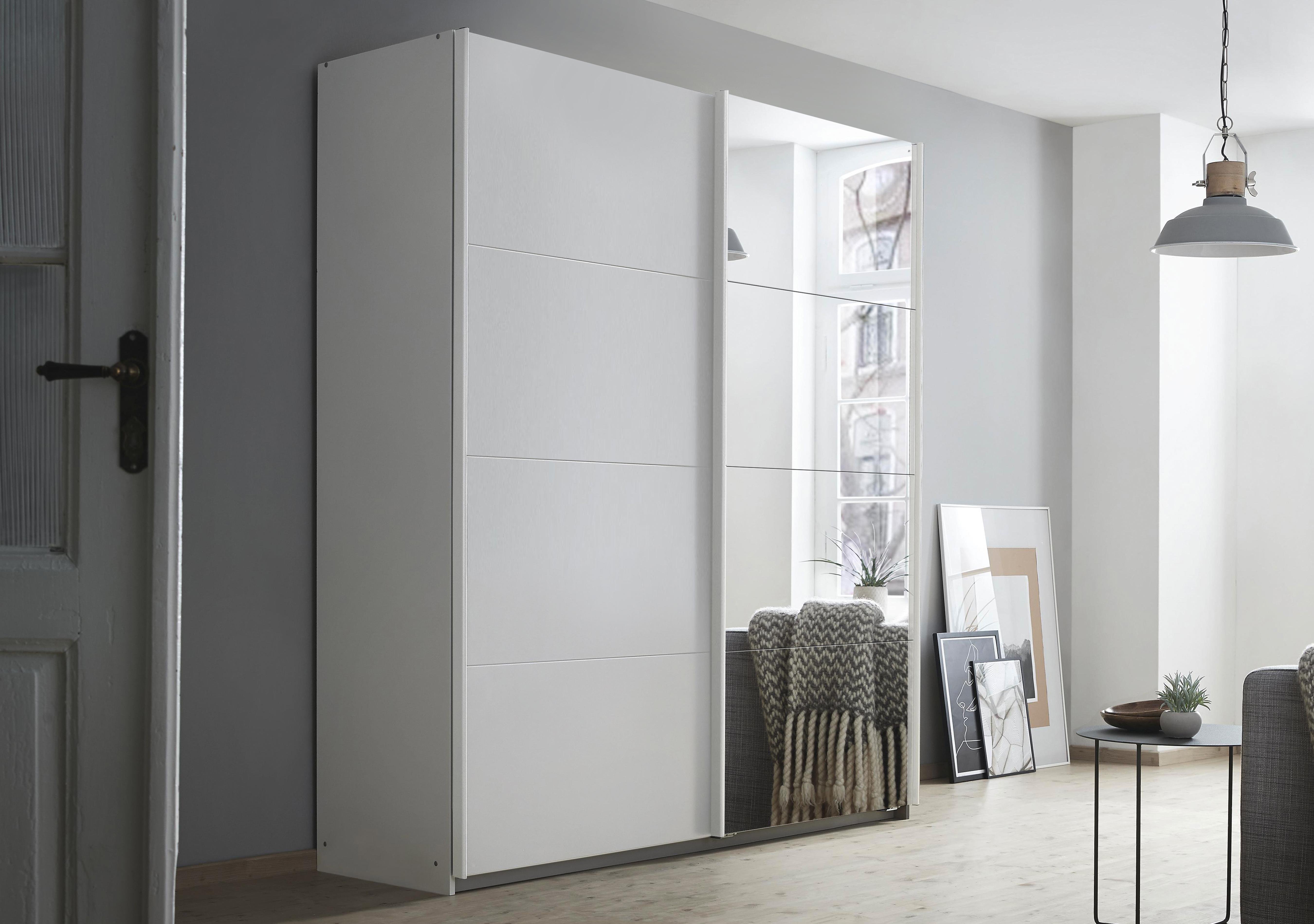 Lima 181cm 2 Door Sliding Wardrobe with 1 Decor Door and 1 Mirror Door 210cm Tall in  on Furniture Village