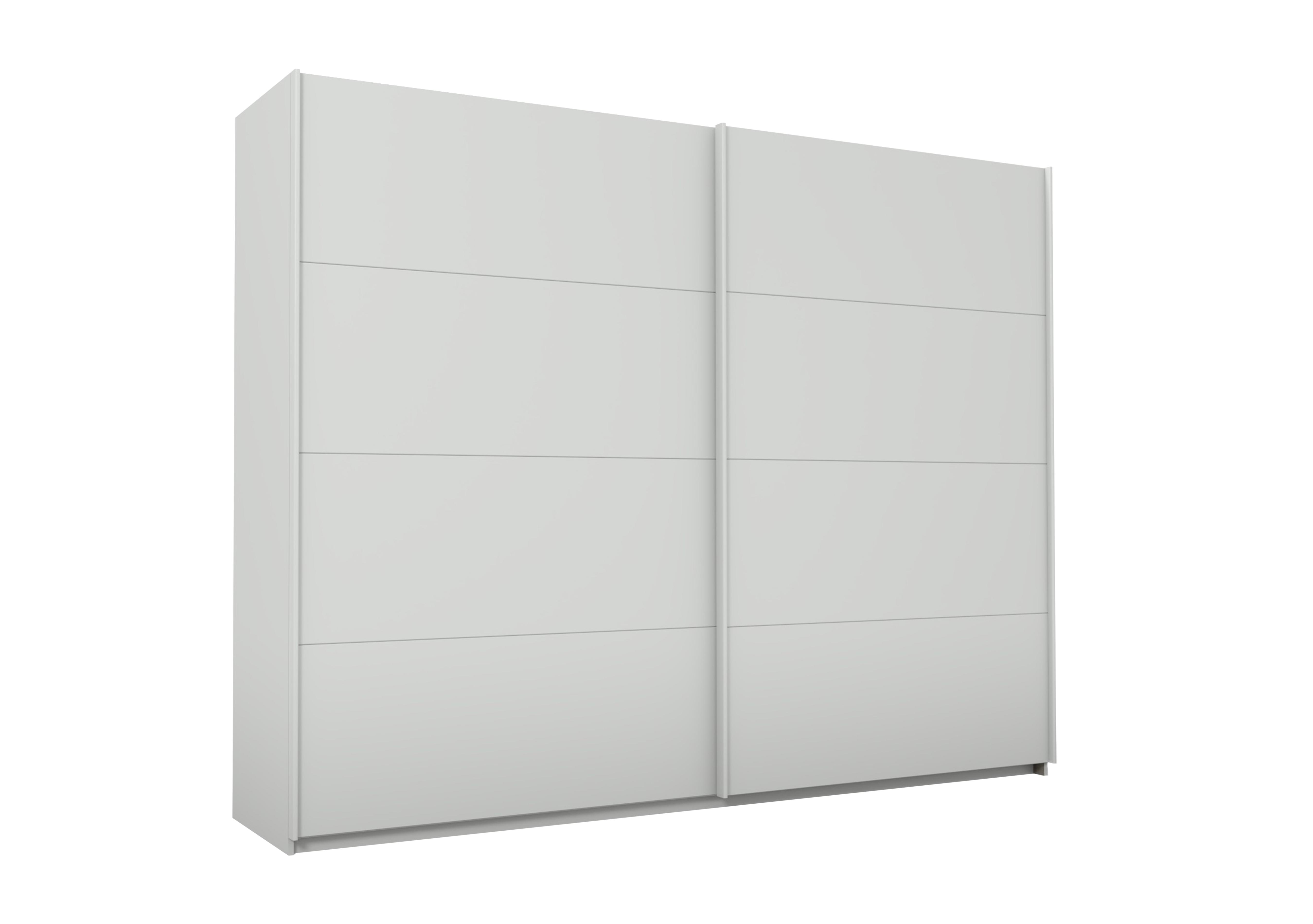 Lima 271cm 2 Door Sliding Wardrobe with Decor Front 210cm Tall in Ag355slk Gr /Slk Gry on Furniture Village