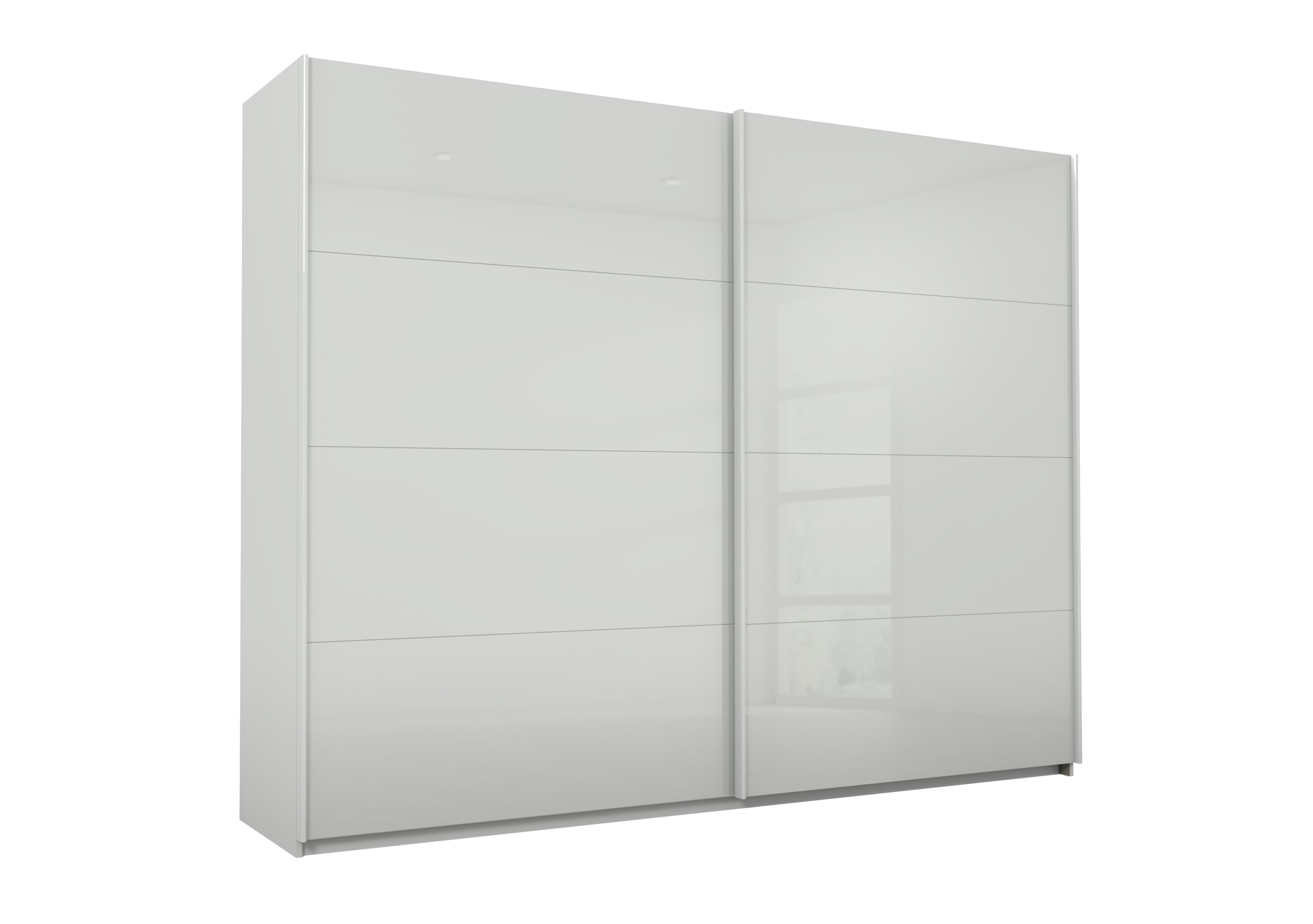 Lima 271cm 2 Door Sliding Wardrobe with Glass Front 210cm Tall in Ag356slk Gr/Slk Gr Gls on Furniture Village