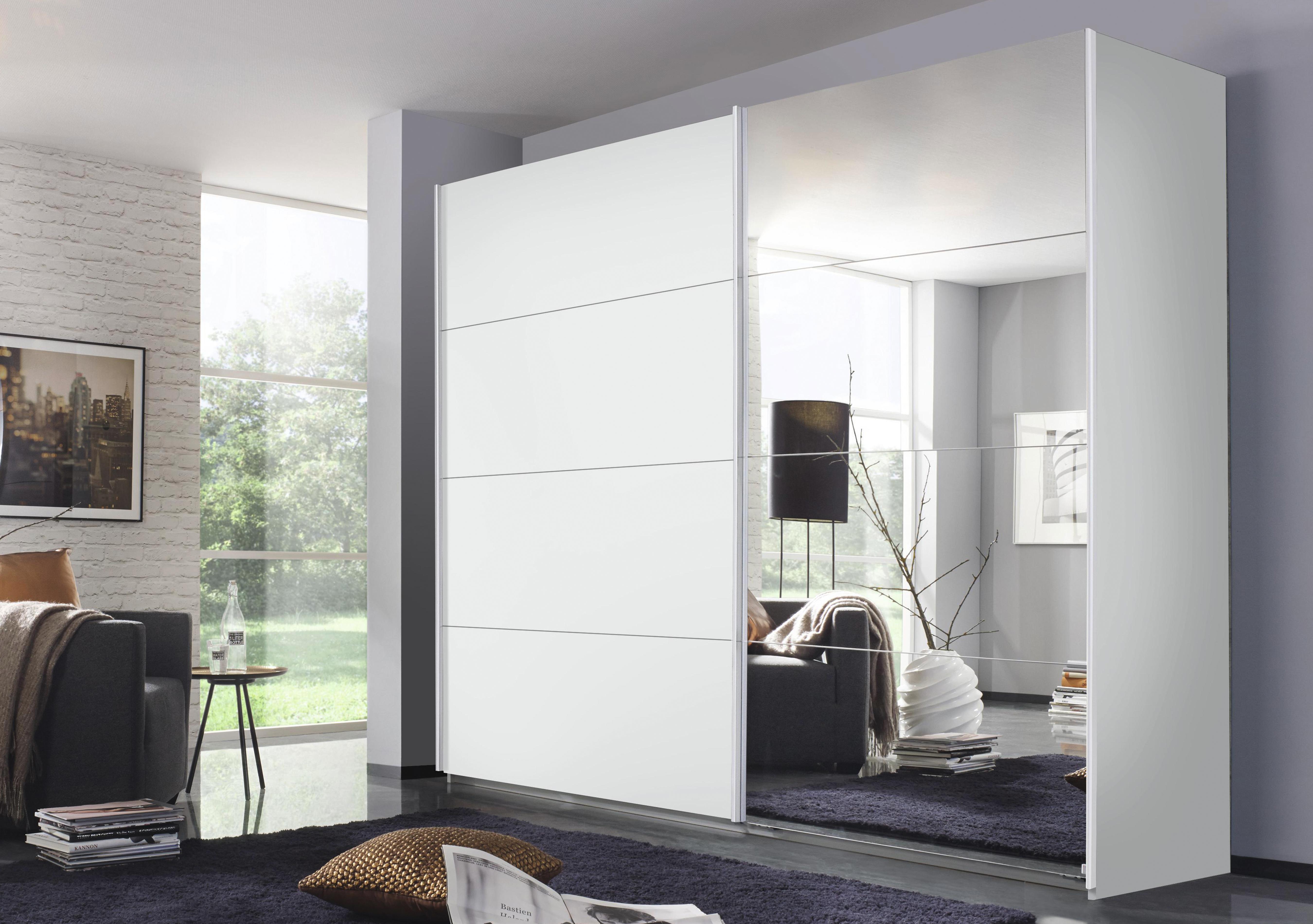 Lima 271cm 2 Door Sliding Wardrobe with 1 Decor Door and 1 Mirror Door 210cm Tall in  on Furniture Village