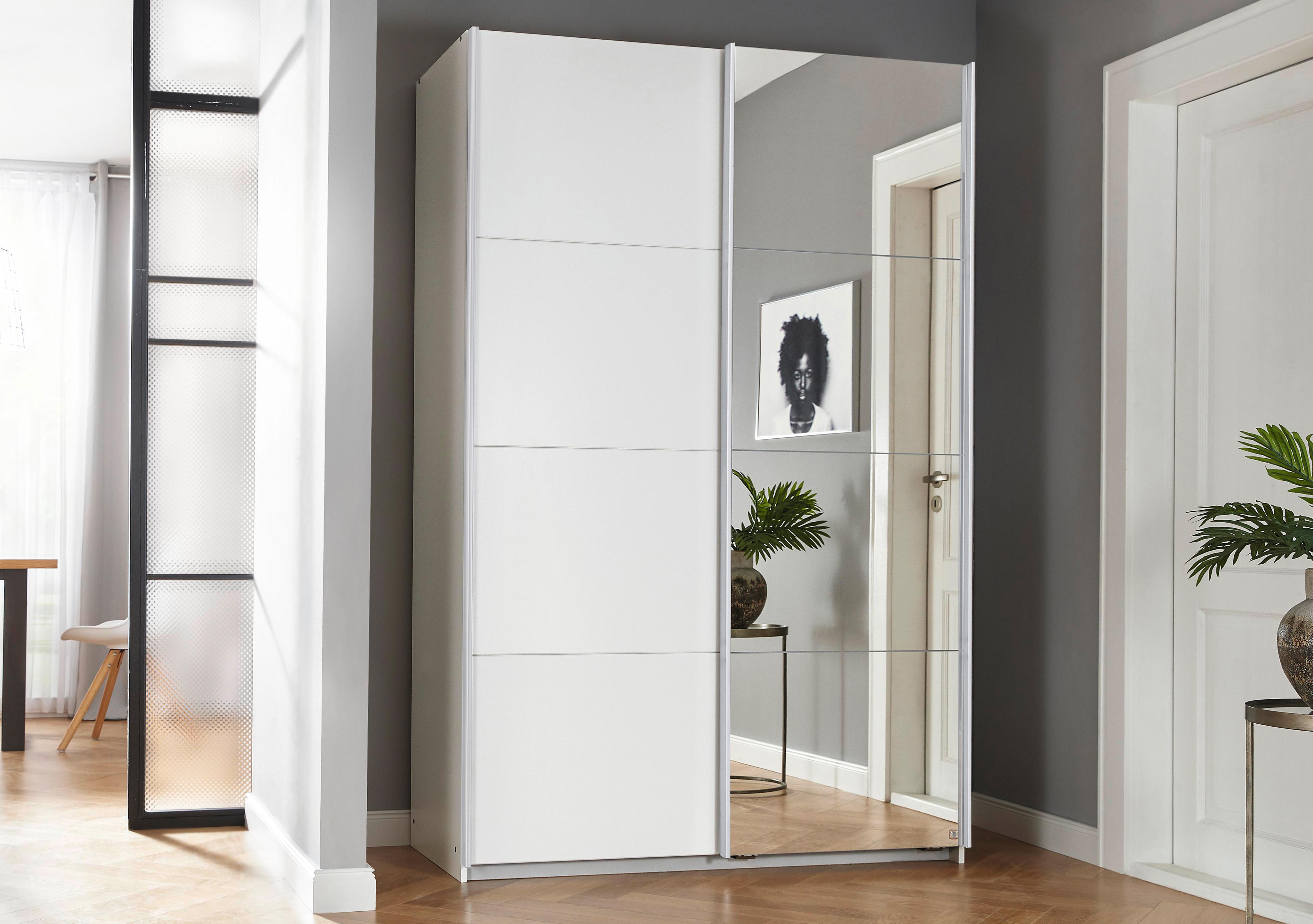 Lima 136cm 2 Door Sliding Wardrobe with 1 Decor Door and 1 Mirror Door 210cm Tall in  on Furniture Village