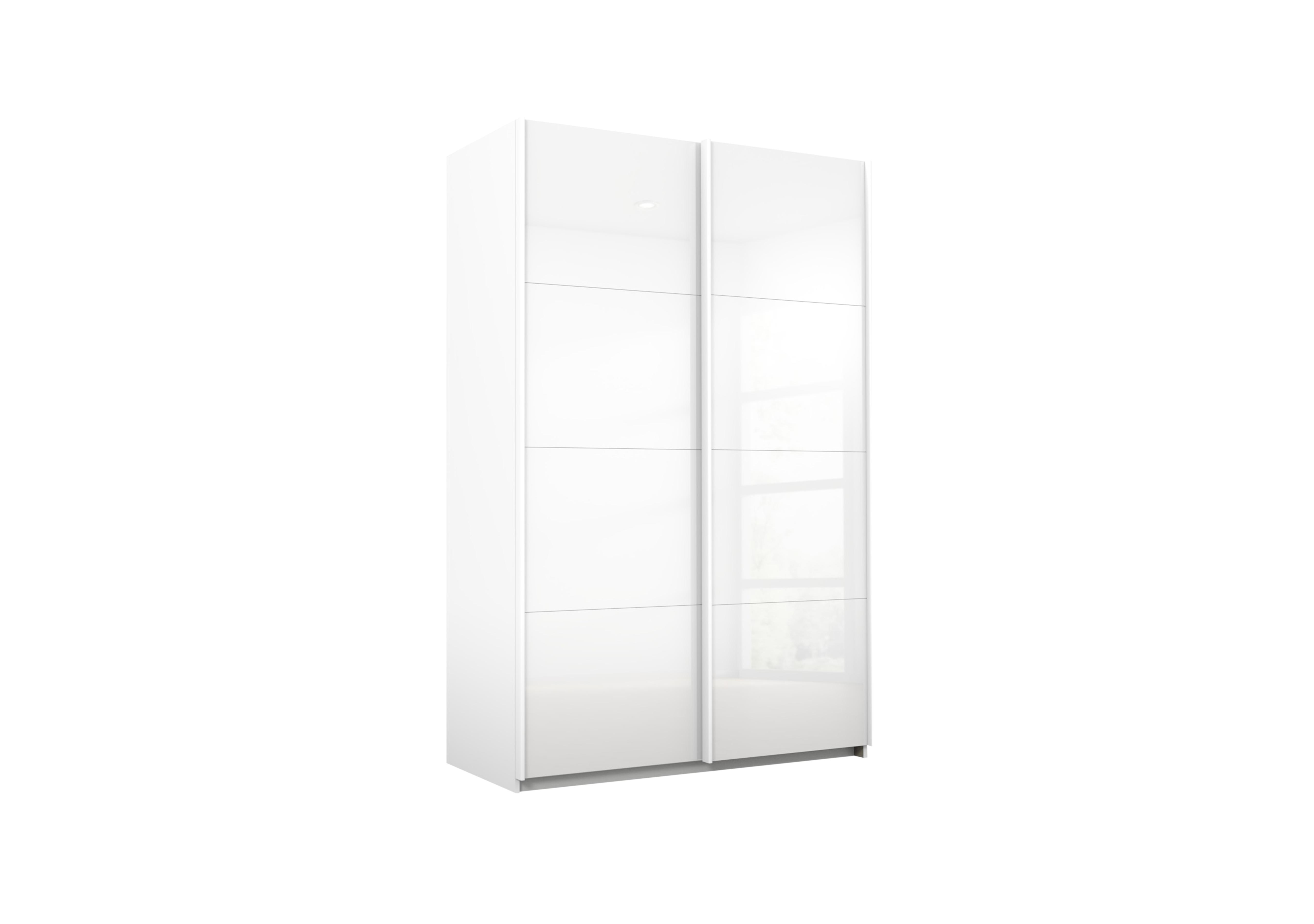 Lima 136cm 2 Door Sliding Wardrobe with Glass Front 210cm Tall in Ag354alp Wht/Wht Gls on Furniture Village