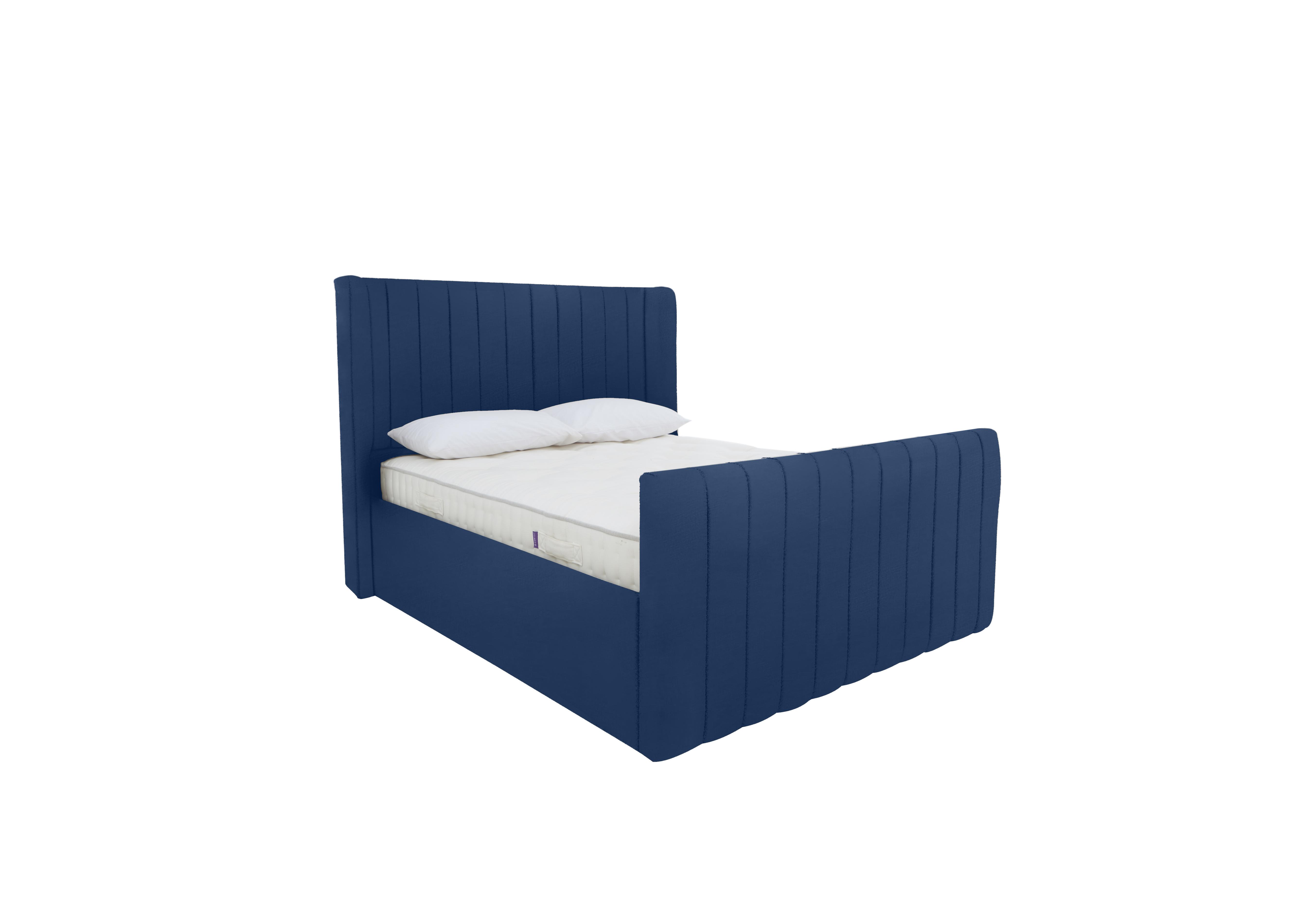 Eira High Foot End Ottoman Bed Frame in Velvet Navy on Furniture Village