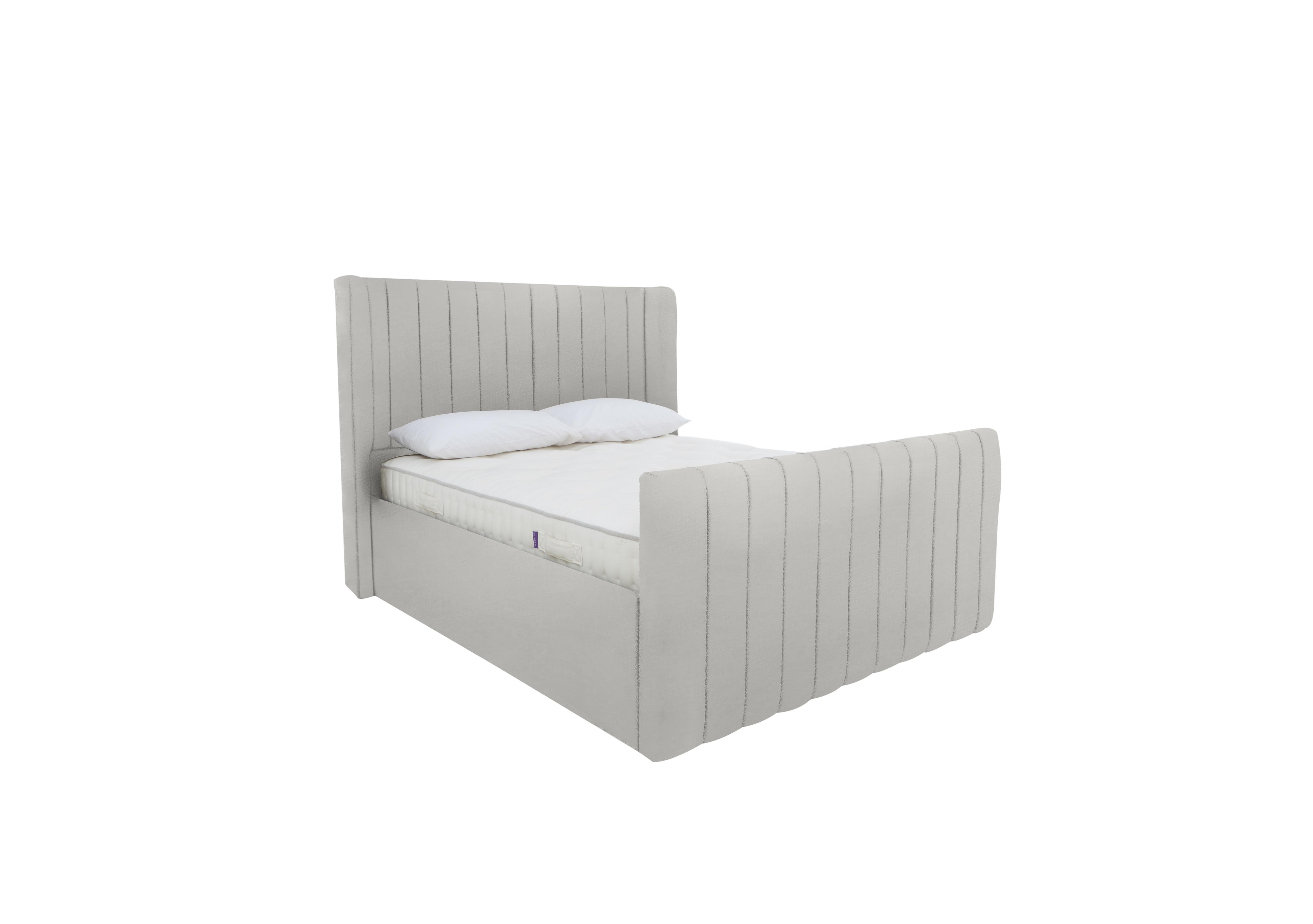 Eira High Foot End Ottoman Bed Frame in Velvet Silver on Furniture Village