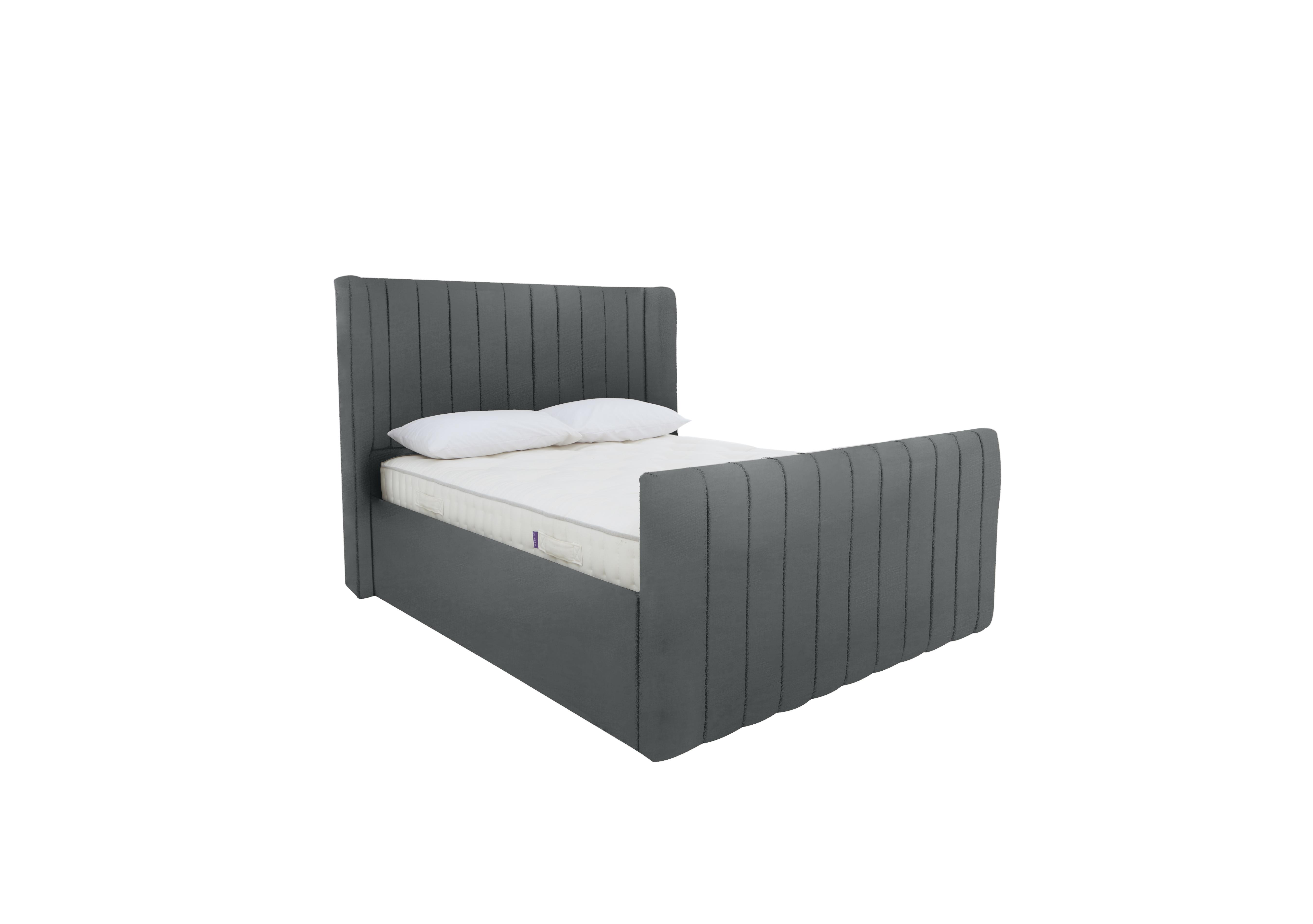 Eira High Foot End Ottoman Bed Frame in Velvet Steel on Furniture Village