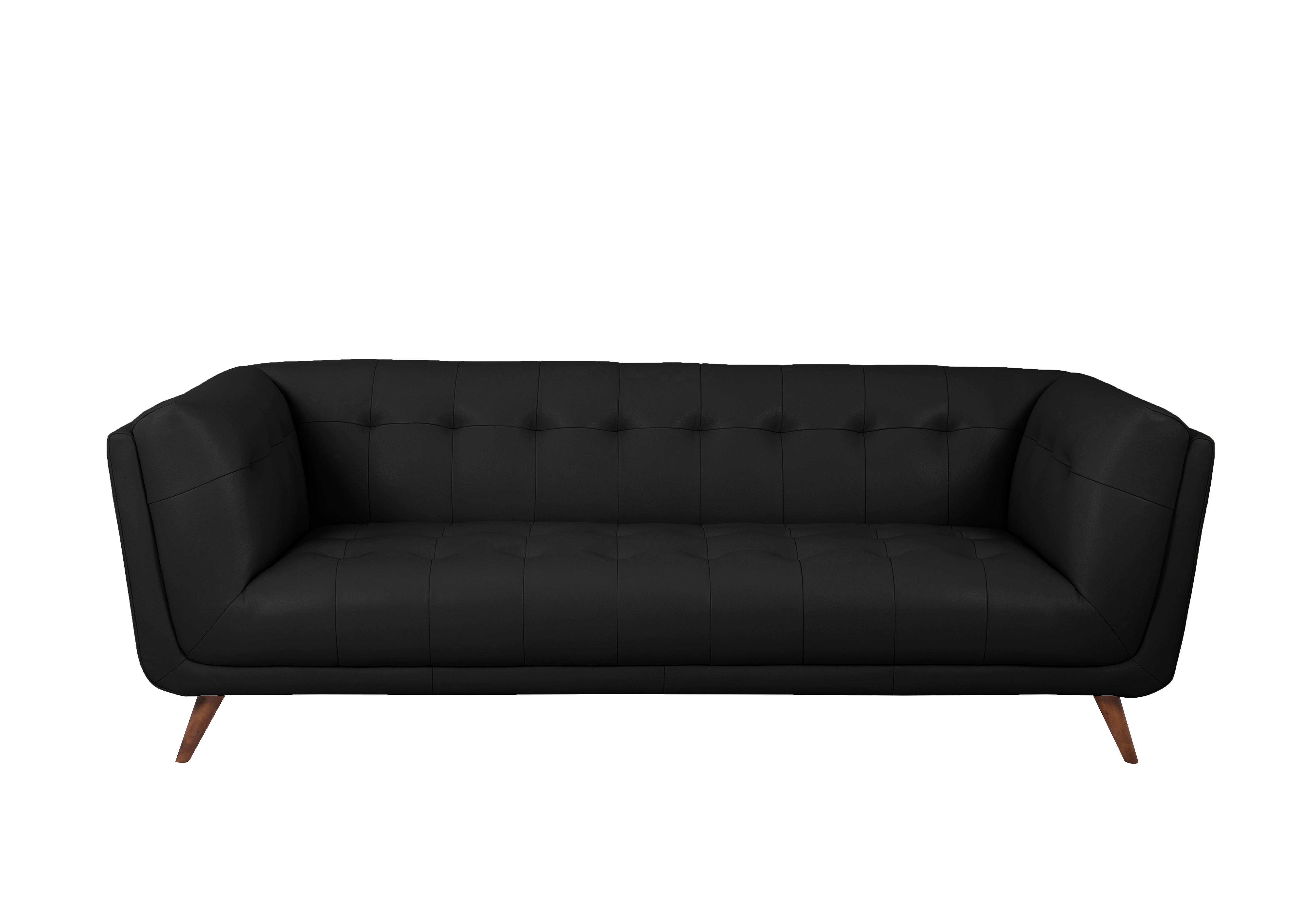 Rene 3 Seater Leather Sofa in Florida Black on Furniture Village