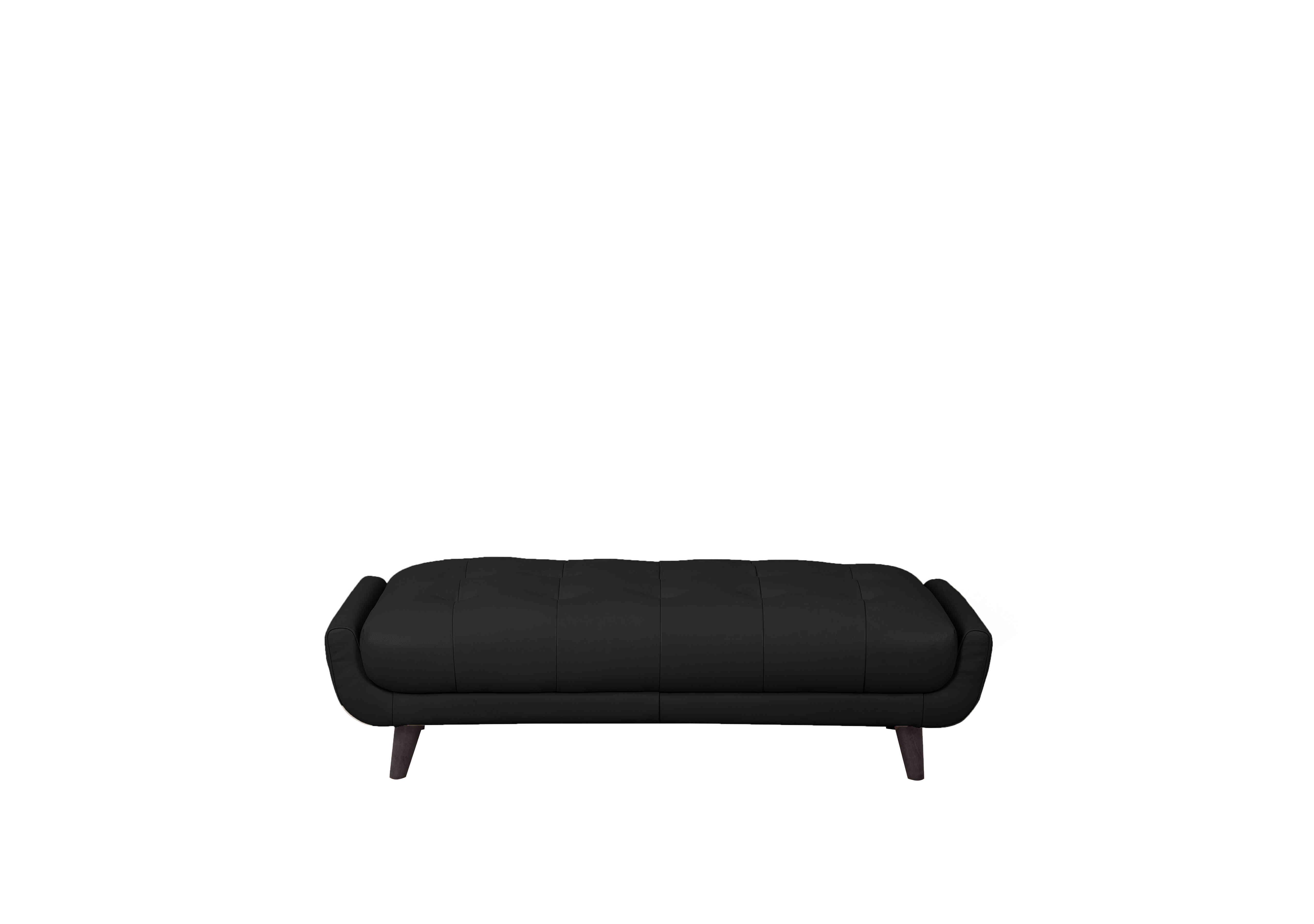 Rene Large Leather Footstool in Florida Black on Furniture Village
