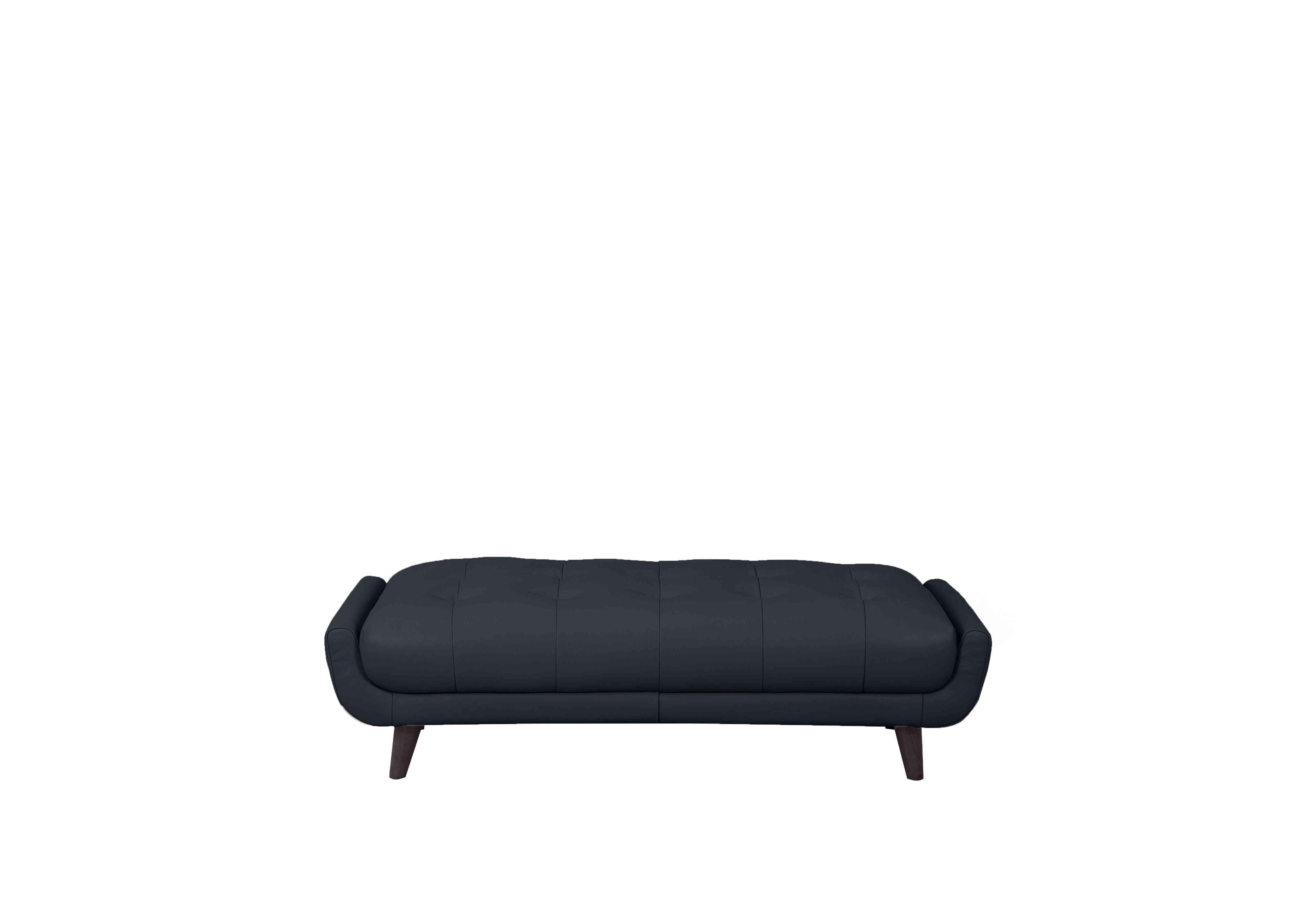 Rene Large Leather Footstool in Montana Navy on Furniture Village