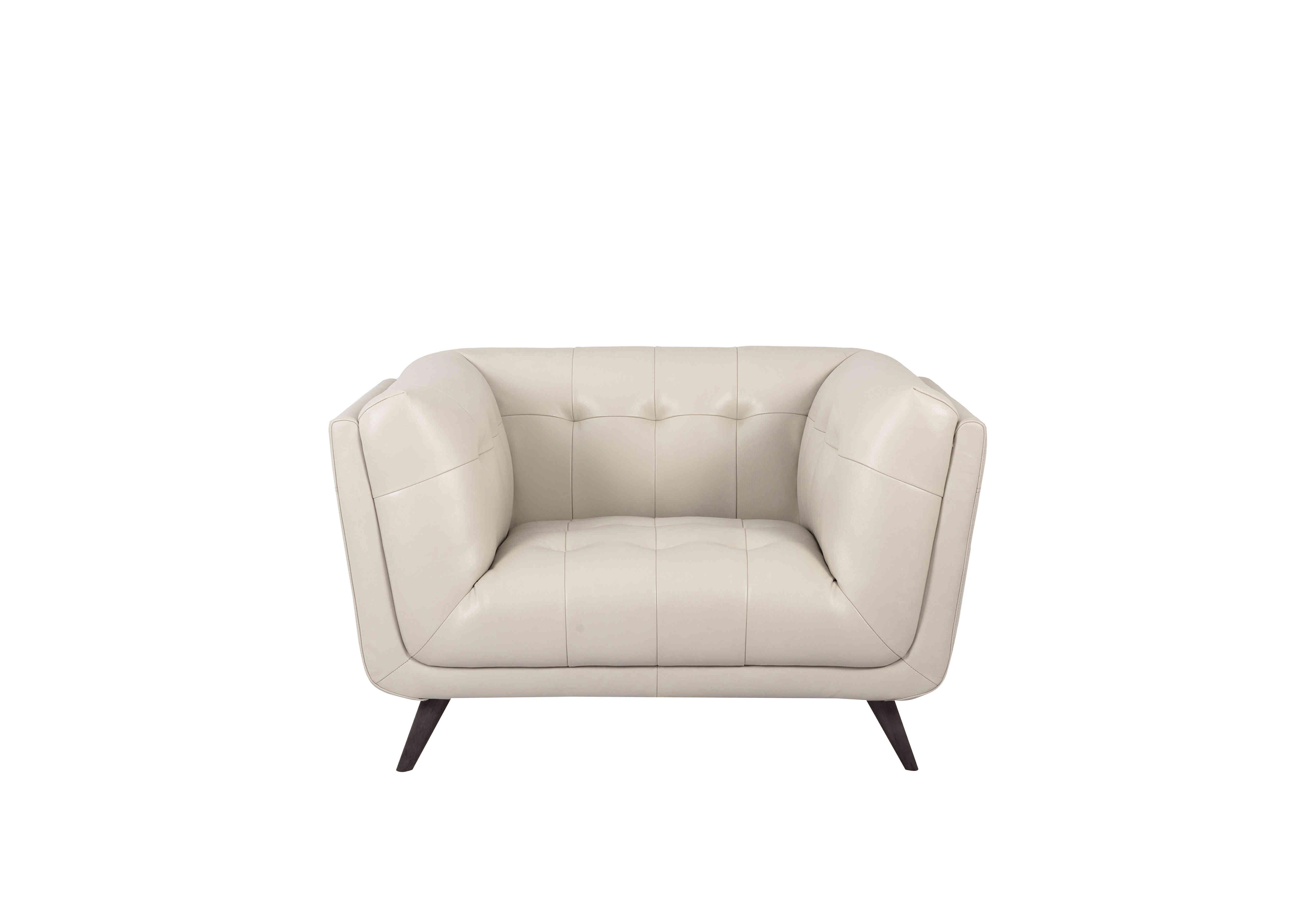 Rene Leather Cuddler Chair in Montana Cotton on Furniture Village