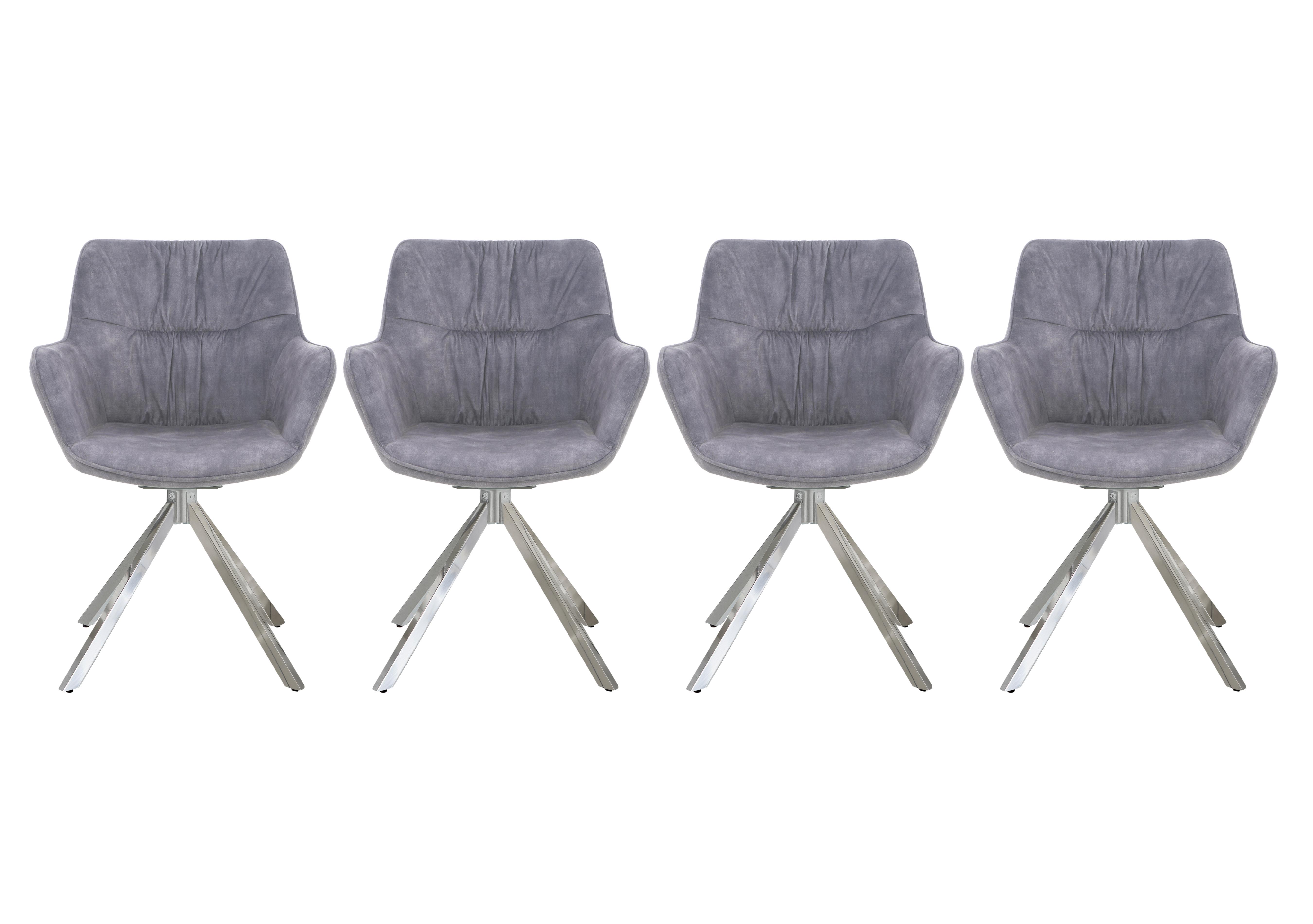 Marvel Chrome Set of 4 Swivel Dining Chairs in Silver Velvet on Furniture Village