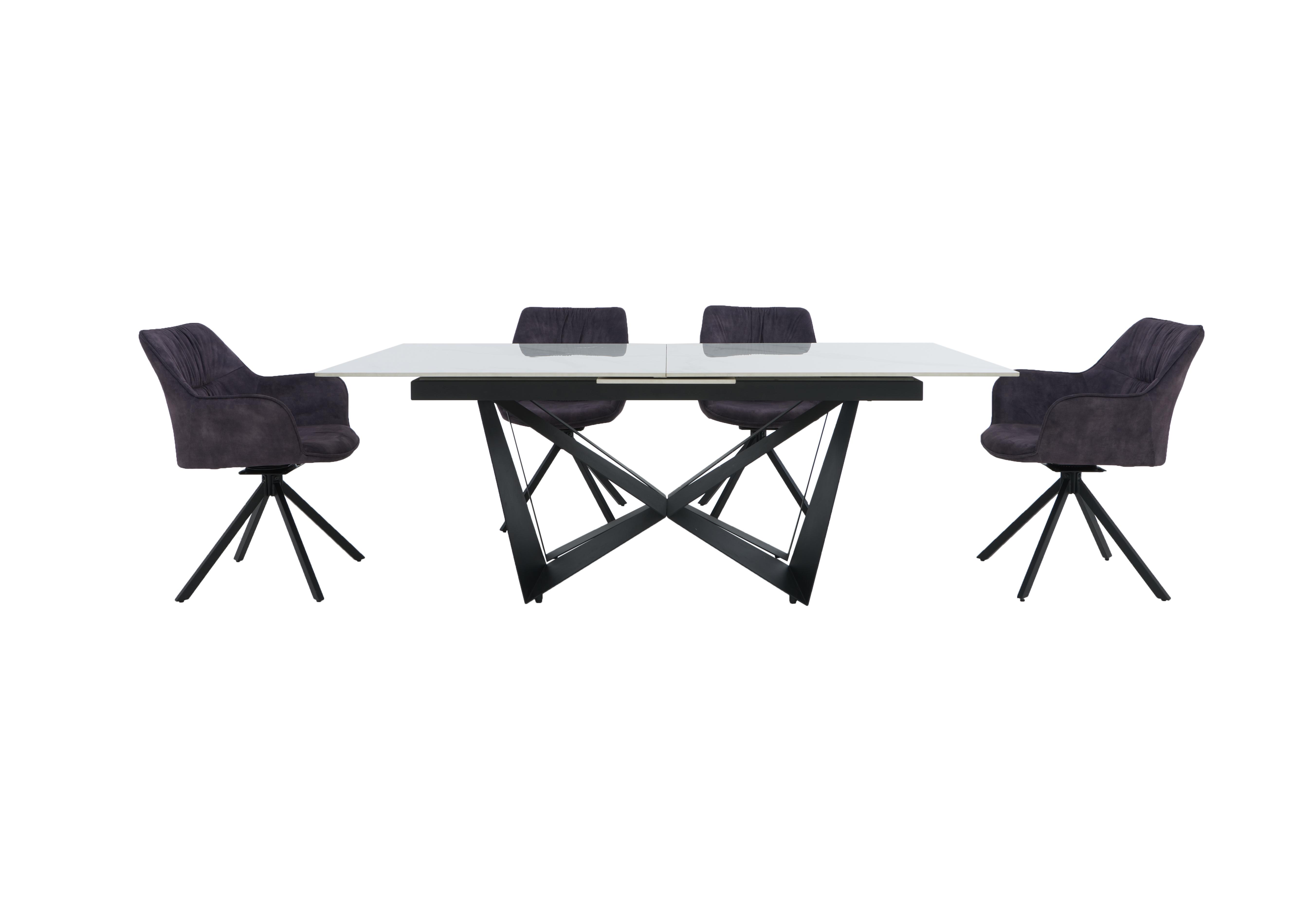 Marvel Black 200 cm Extending Dining Table and 4 Swivel Dining Chairs in Charcoal on Furniture Village
