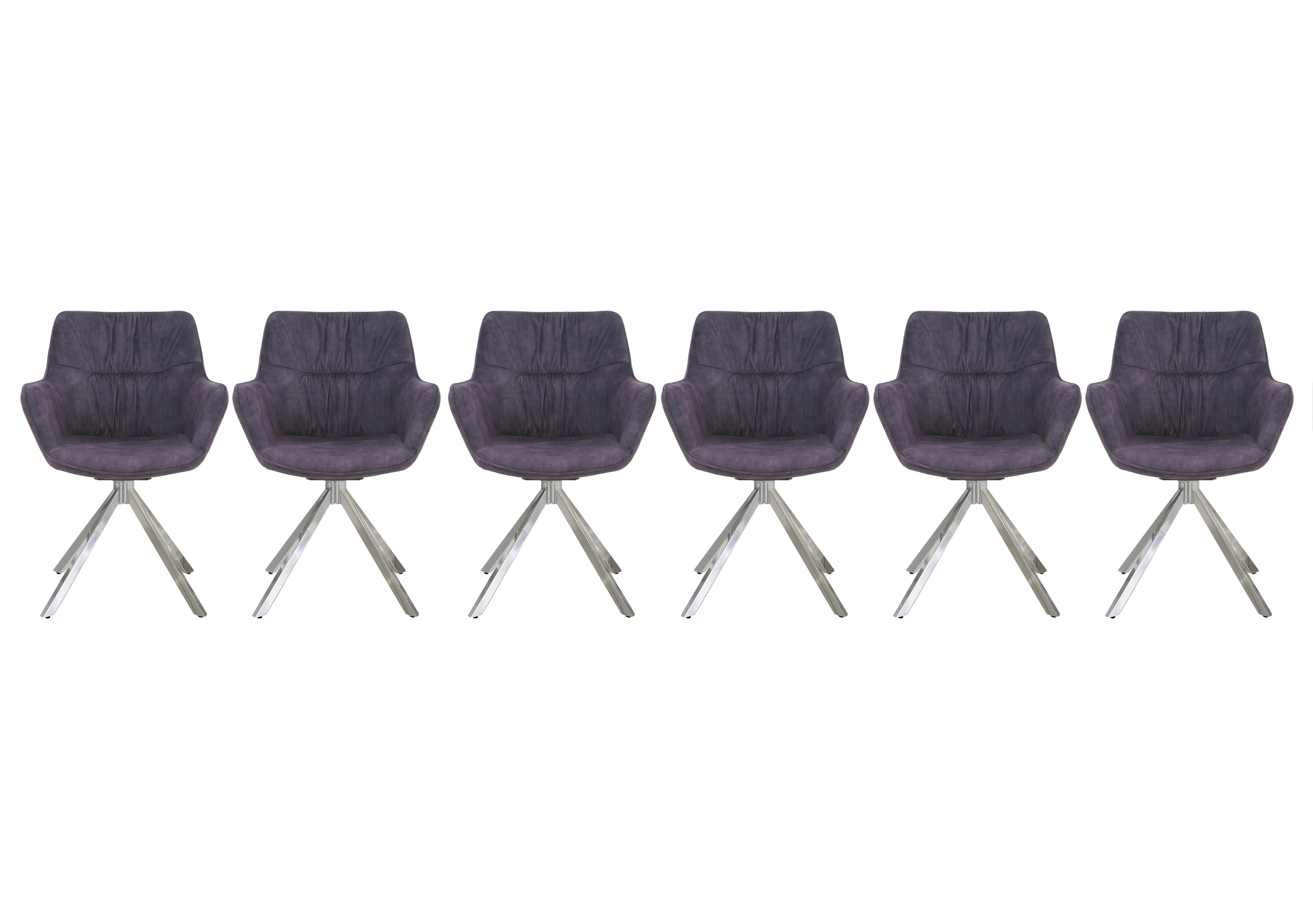 Marvel Chrome Set of 6 Swivel Dining Chairs in Charcoal on Furniture Village