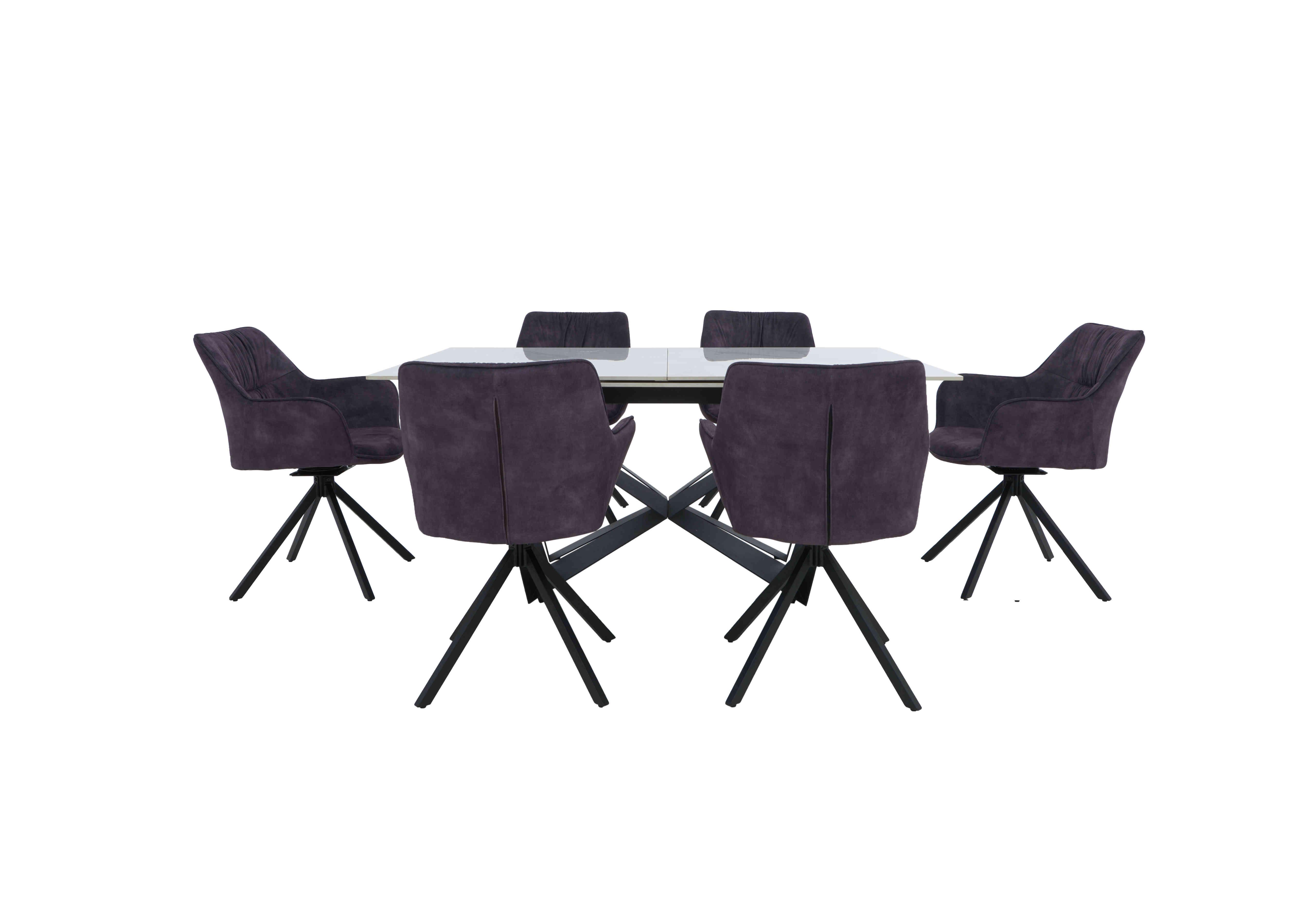 Marvel Black 160 cm Extending Dining Table and 6 Swivel Dining Chairs in Charcoal on Furniture Village