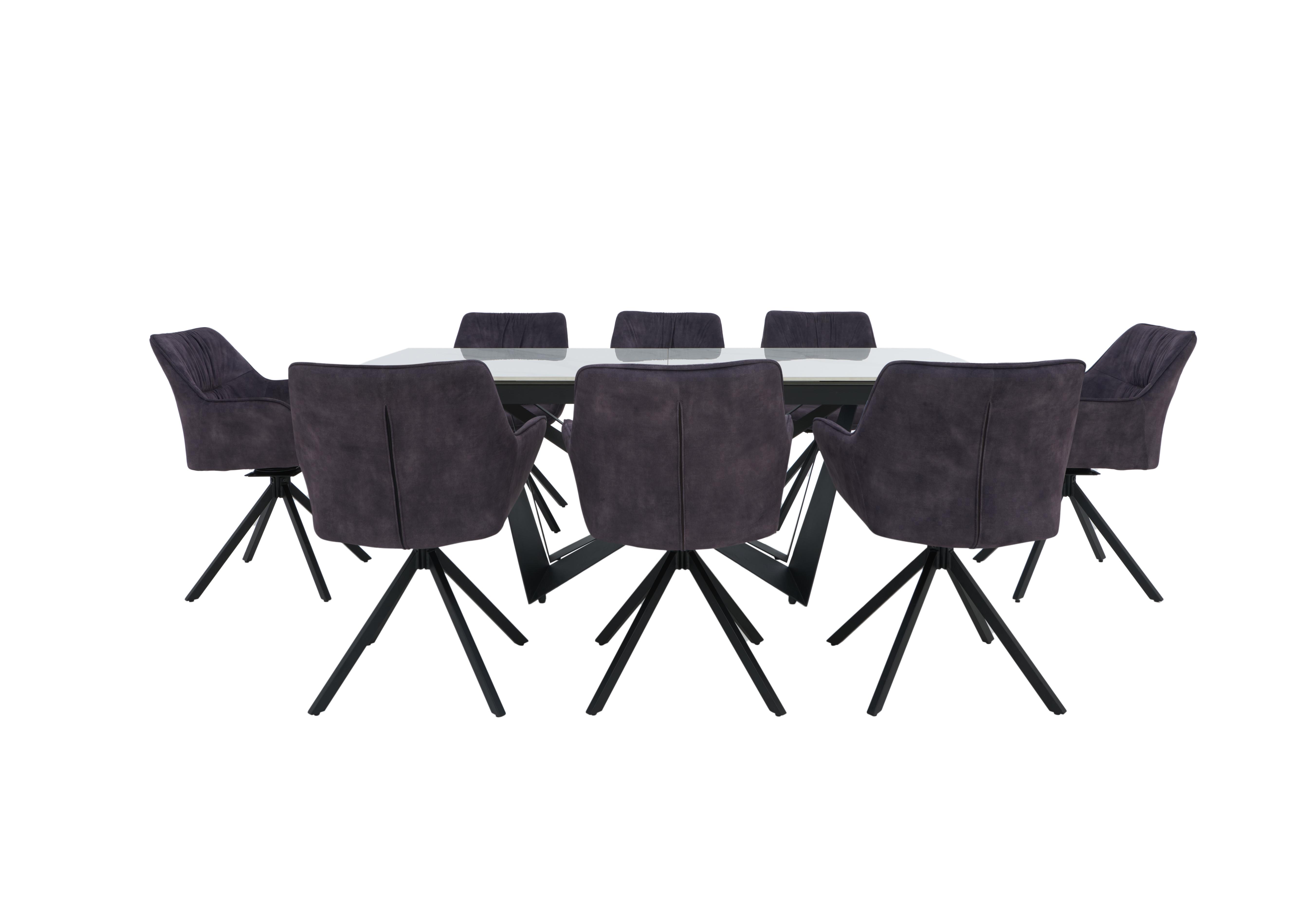 Marvel Black Large Extending Dining Table and 8 Swivel Dining Chairs in Charcoal on Furniture Village