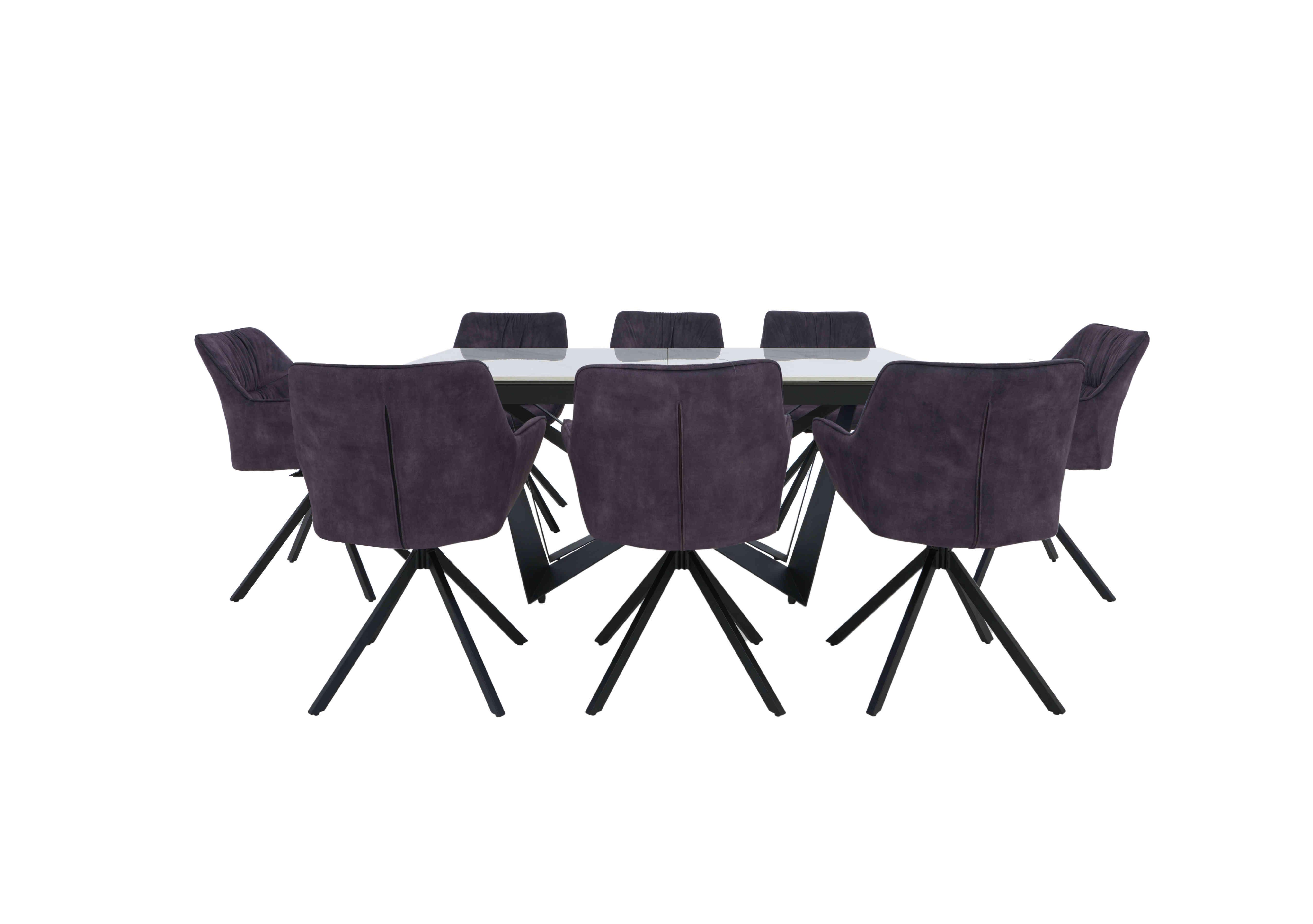 Marvel Black Small Extending Dining Table and 8 Swivel Dining Chairs in Charcoal on Furniture Village