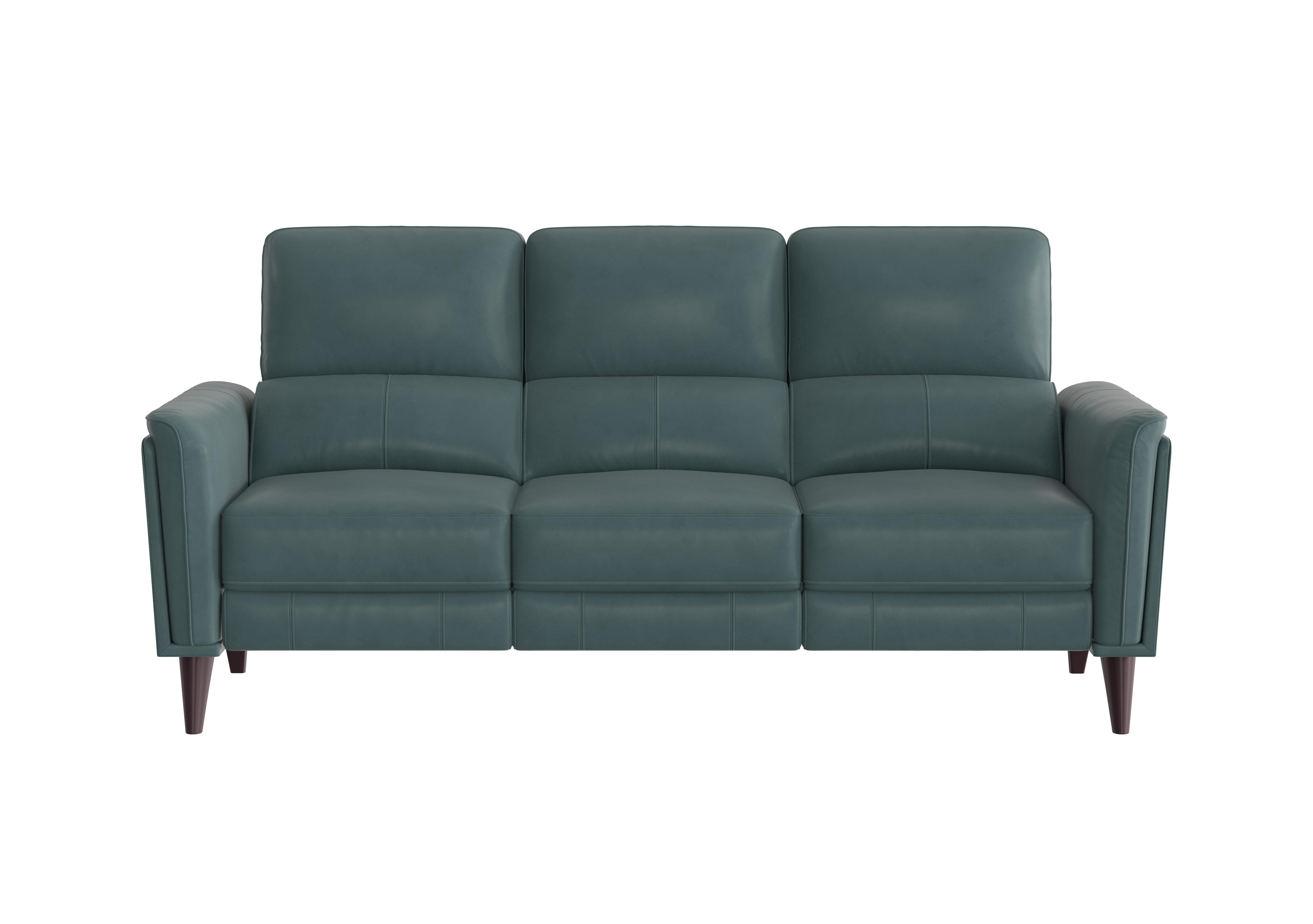 Compact Collection Klein 3 Seater Leather Sofa in Bv-301e Lake Green on Furniture Village