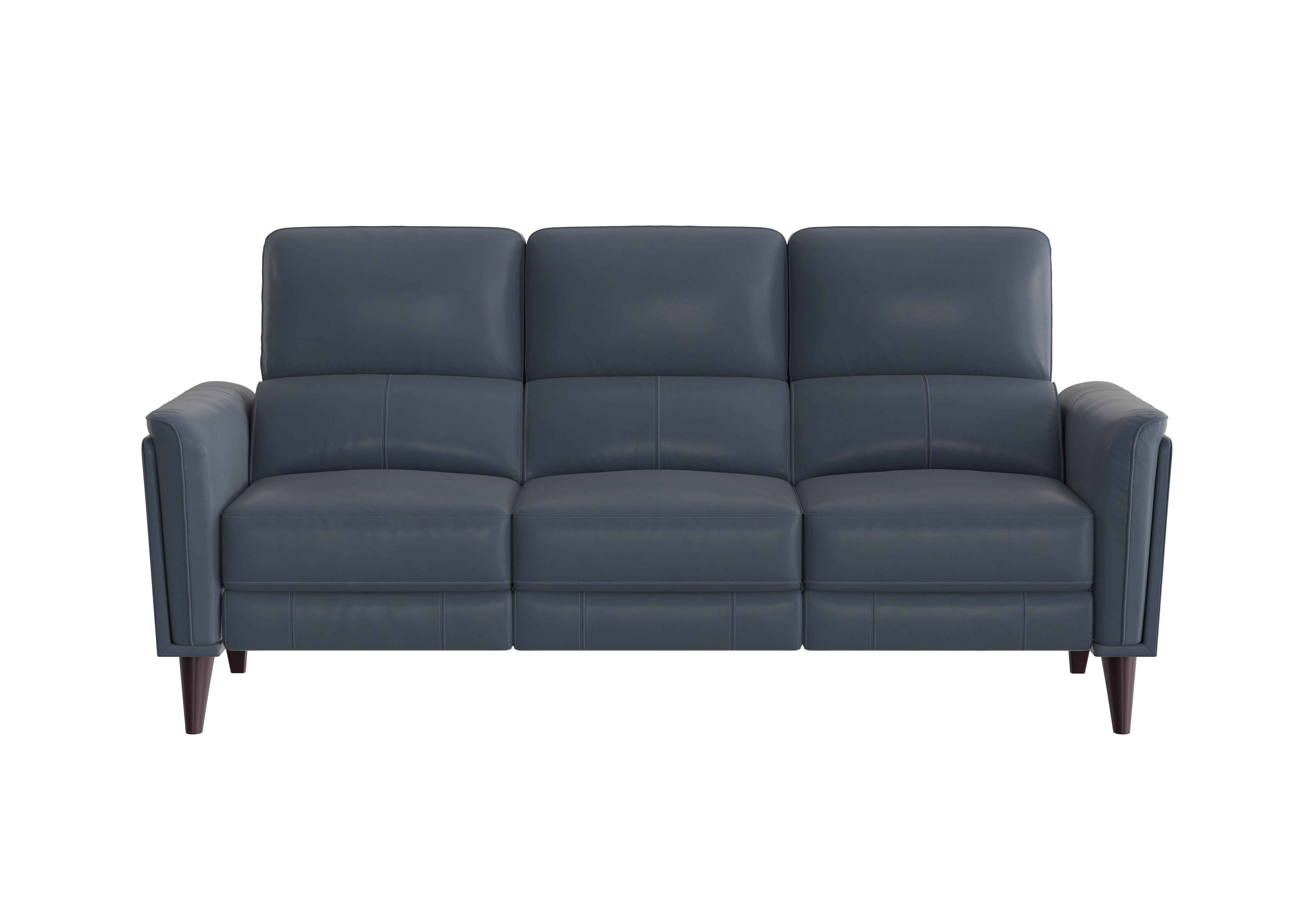 Compact Collection Klein 3 Seater Leather Sofa in Bv-313e Ocean Blue on Furniture Village