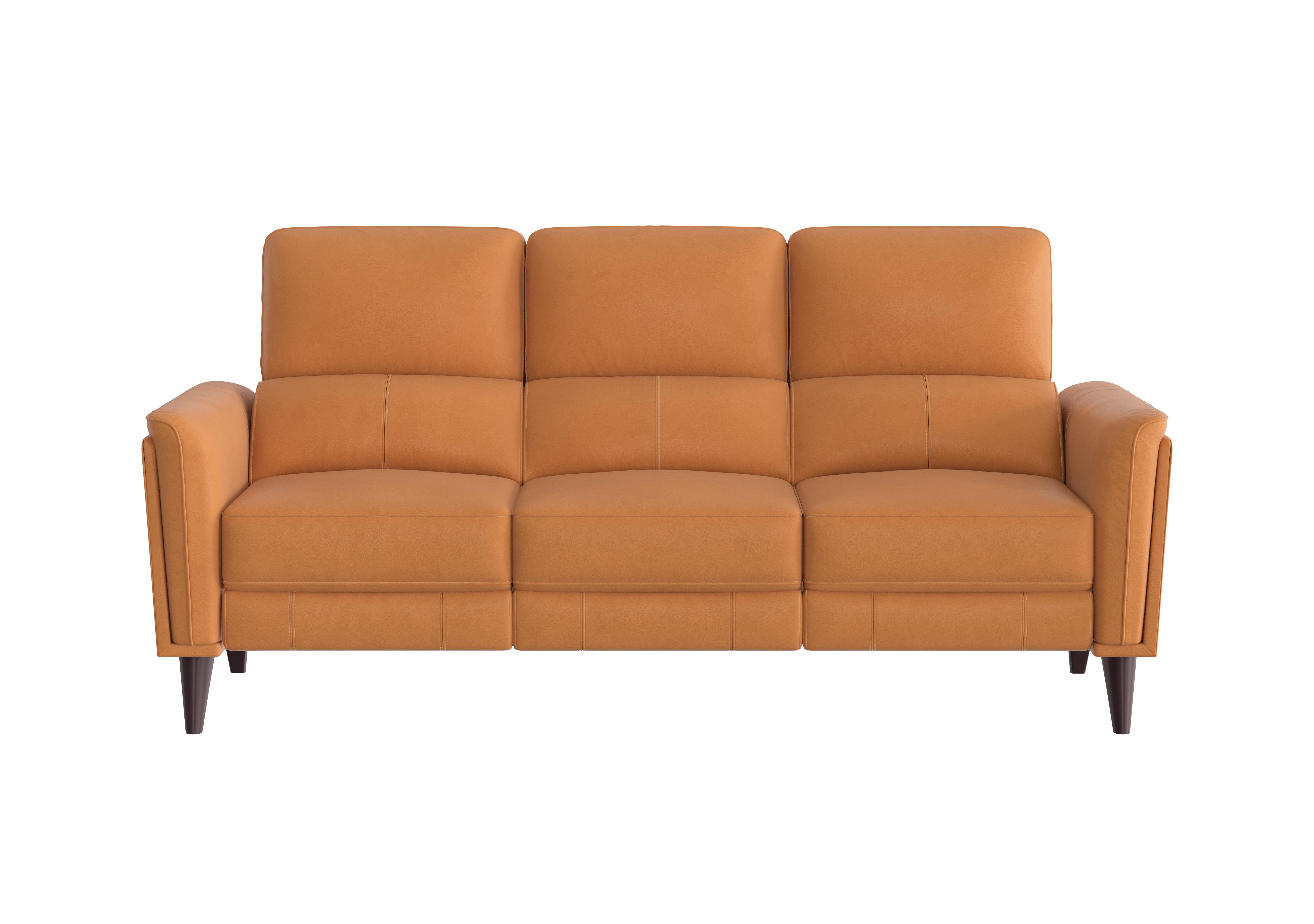 Compact Collection Klein 3 Seater Leather Sofa in Bv-335e Honey Yellow on Furniture Village