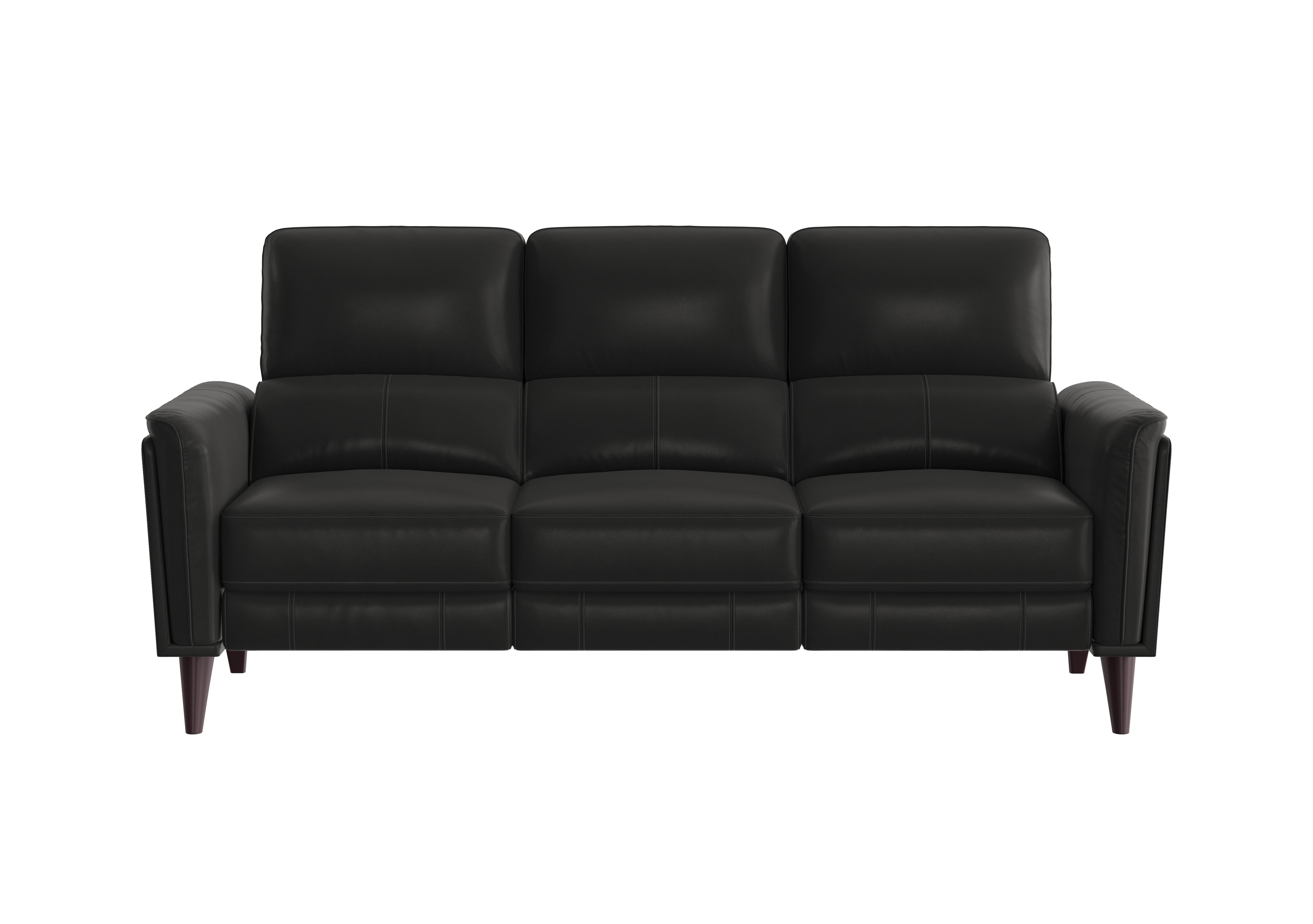 Compact Collection Klein 3 Seater Leather Sofa in Bv-3500 Classic Black on Furniture Village