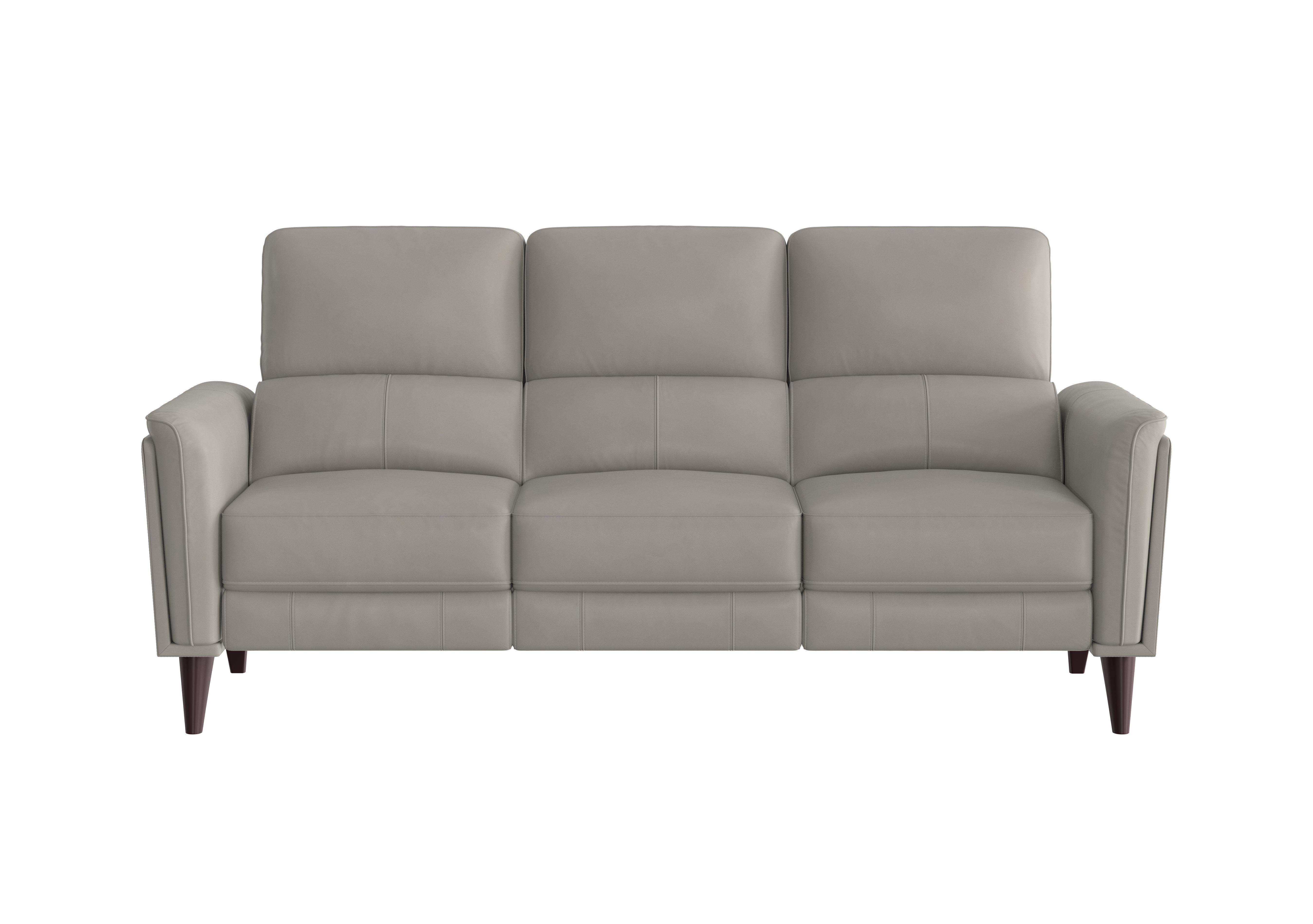 Compact Collection Klein 3 Seater Leather Sofa in Bv-946b Silver Grey on Furniture Village