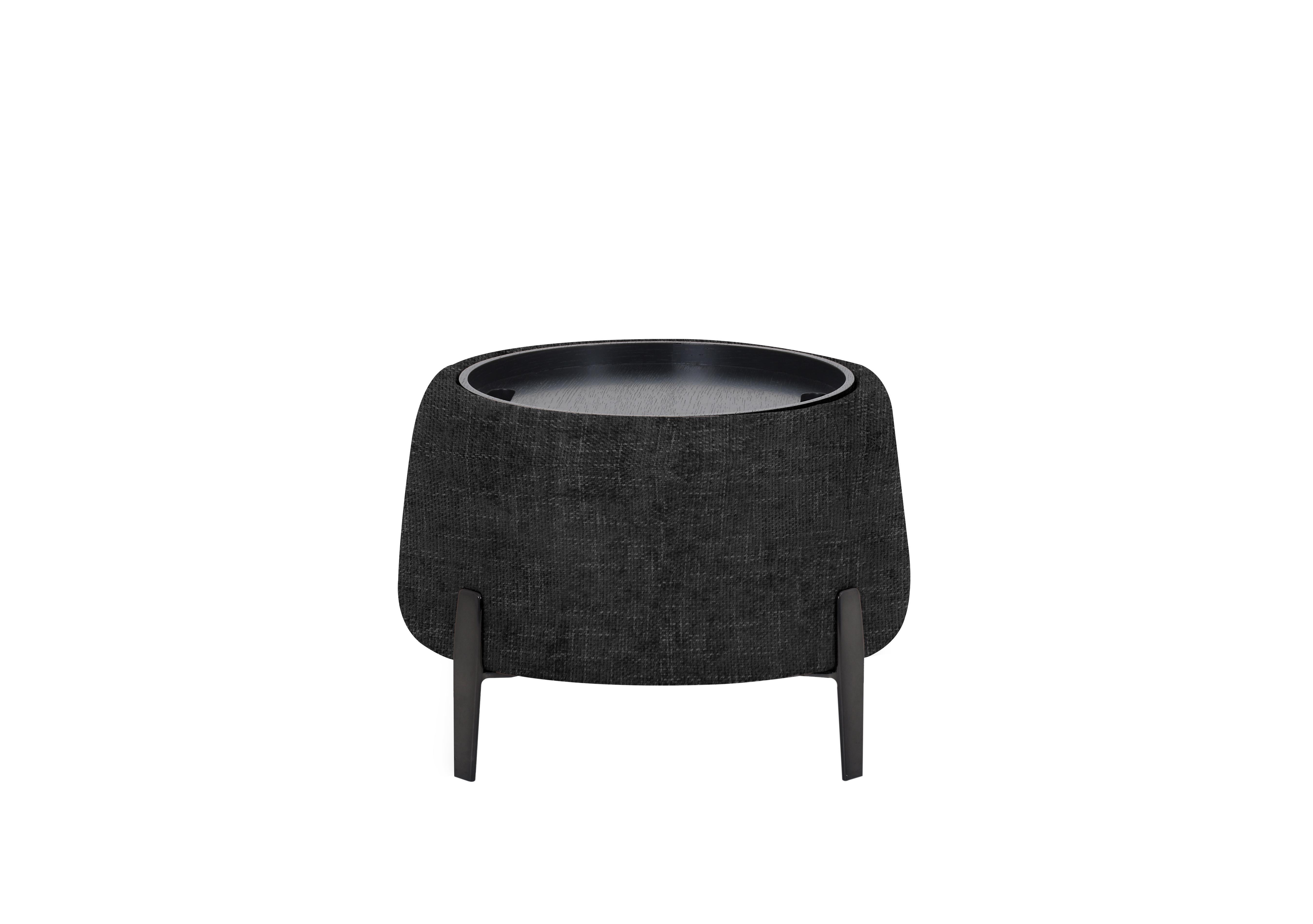 Maddox Fabric Tray Storage Stool in Fab-Cac-R463 Black Mica on Furniture Village